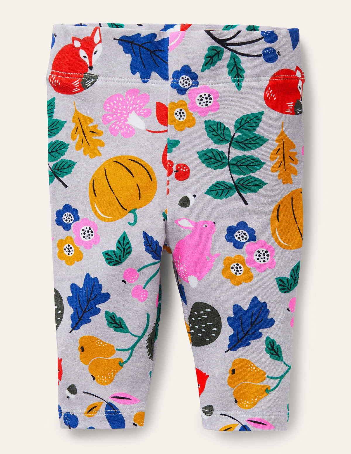 Baby Leggings-Grey Marl Forest Friends - Image 1