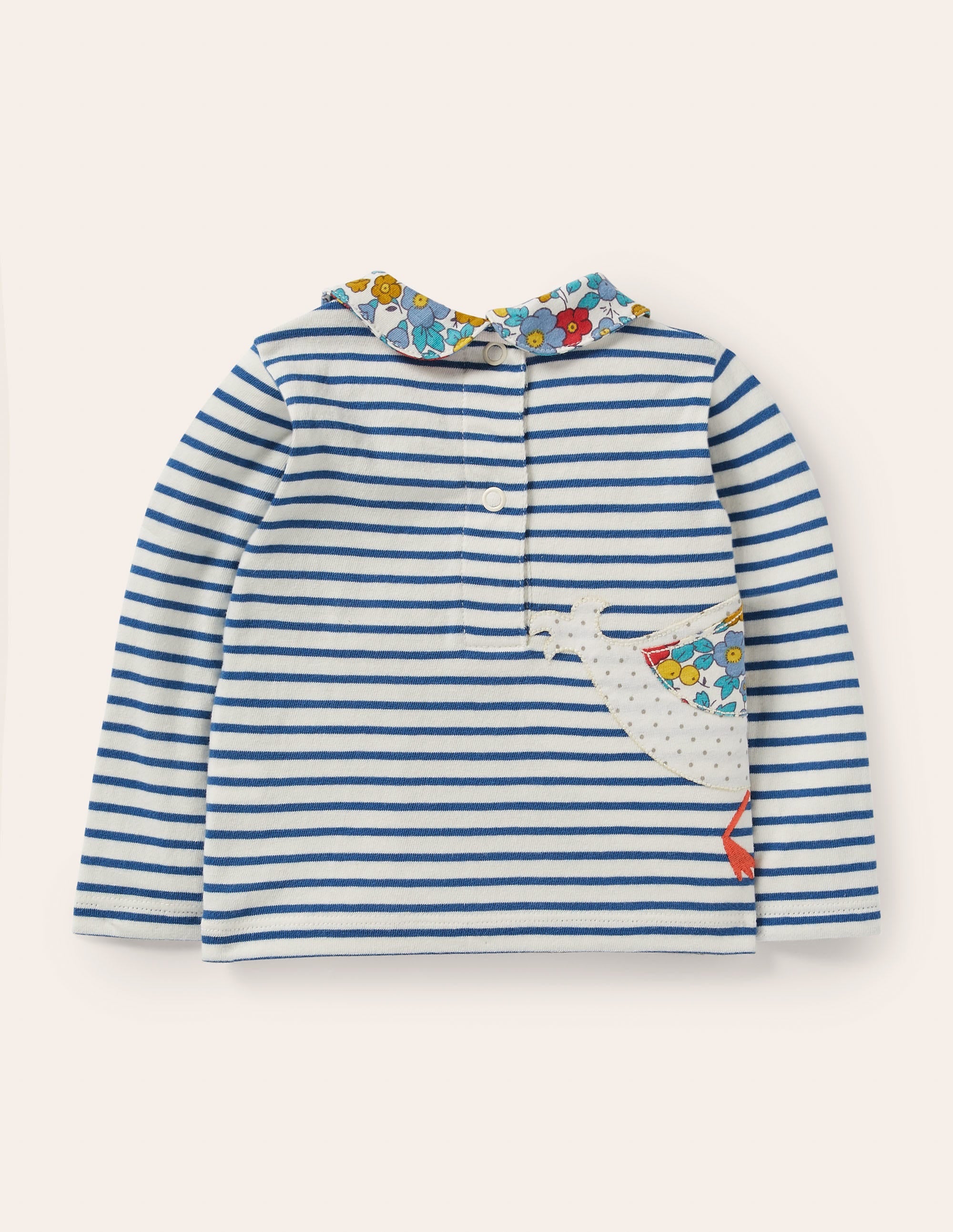 Big Appliqué Collared T-shirt-Ivory/Venice Blue Ducks - Image 2