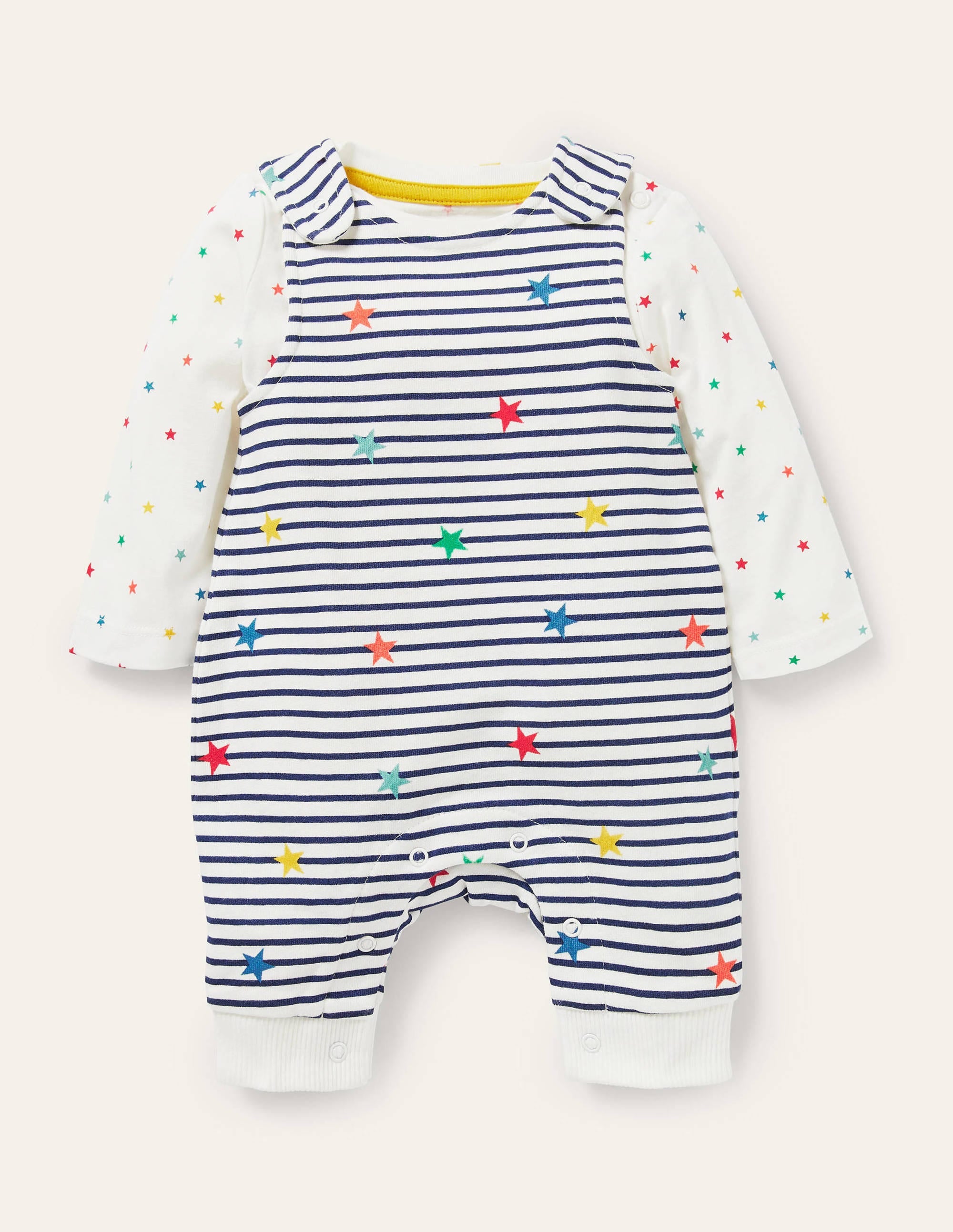 Organic Overalls Set-Multi Star Stripe - Image 1
