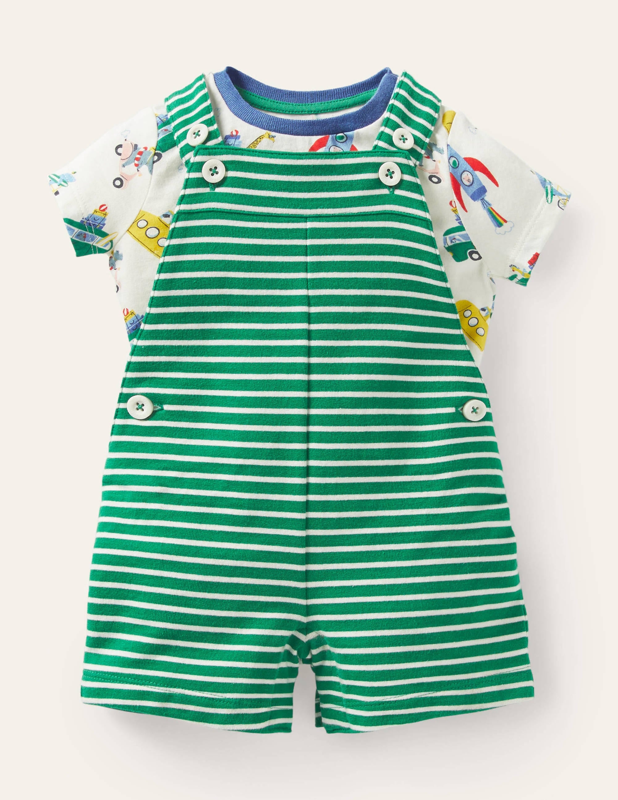 Summer Jersey Overalls Set-Multi Animal Adventures - Image 1