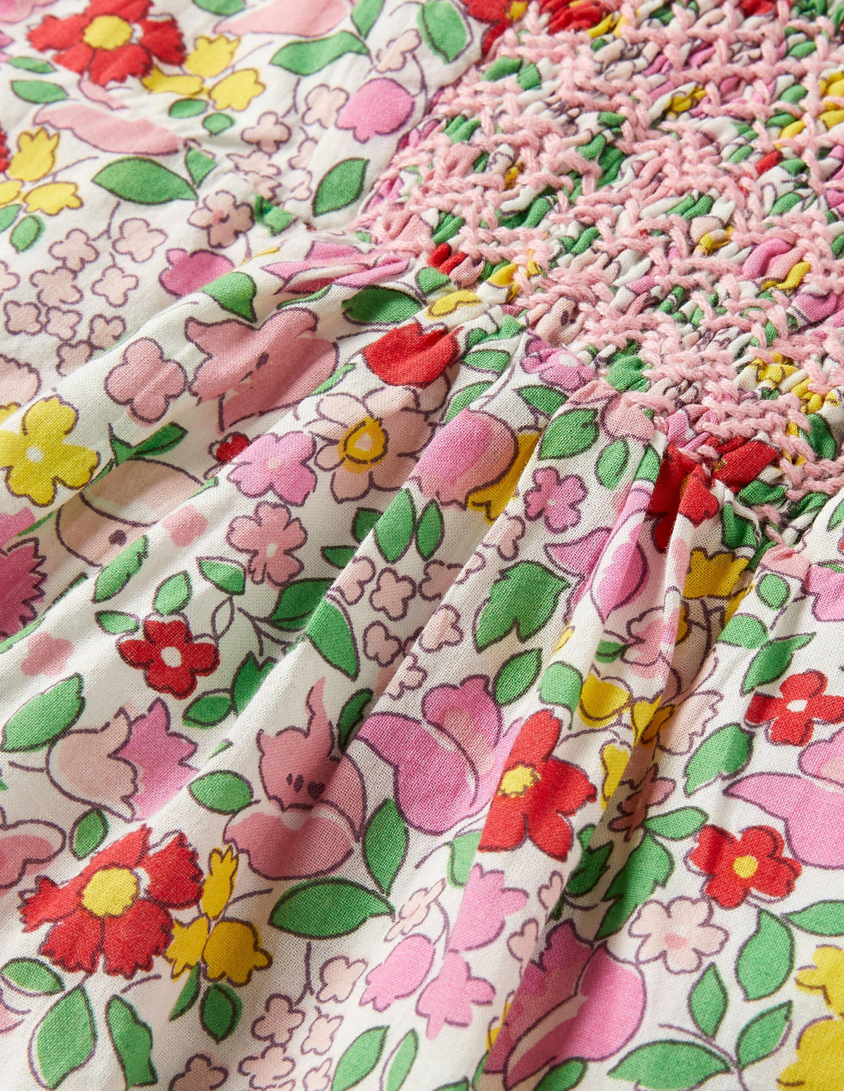 Floral Smocked Dress-Pink Lemonade Ditsy Floral - Image 3