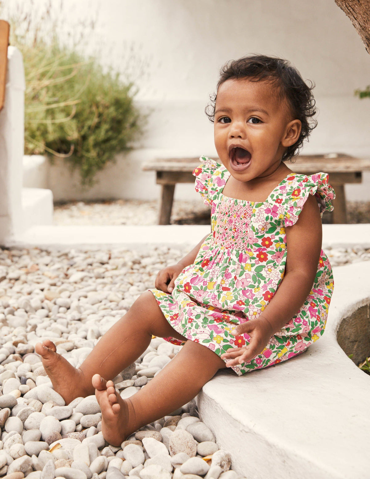 Floral Smocked Dress-Pink Lemonade Ditsy Floral - Image 4