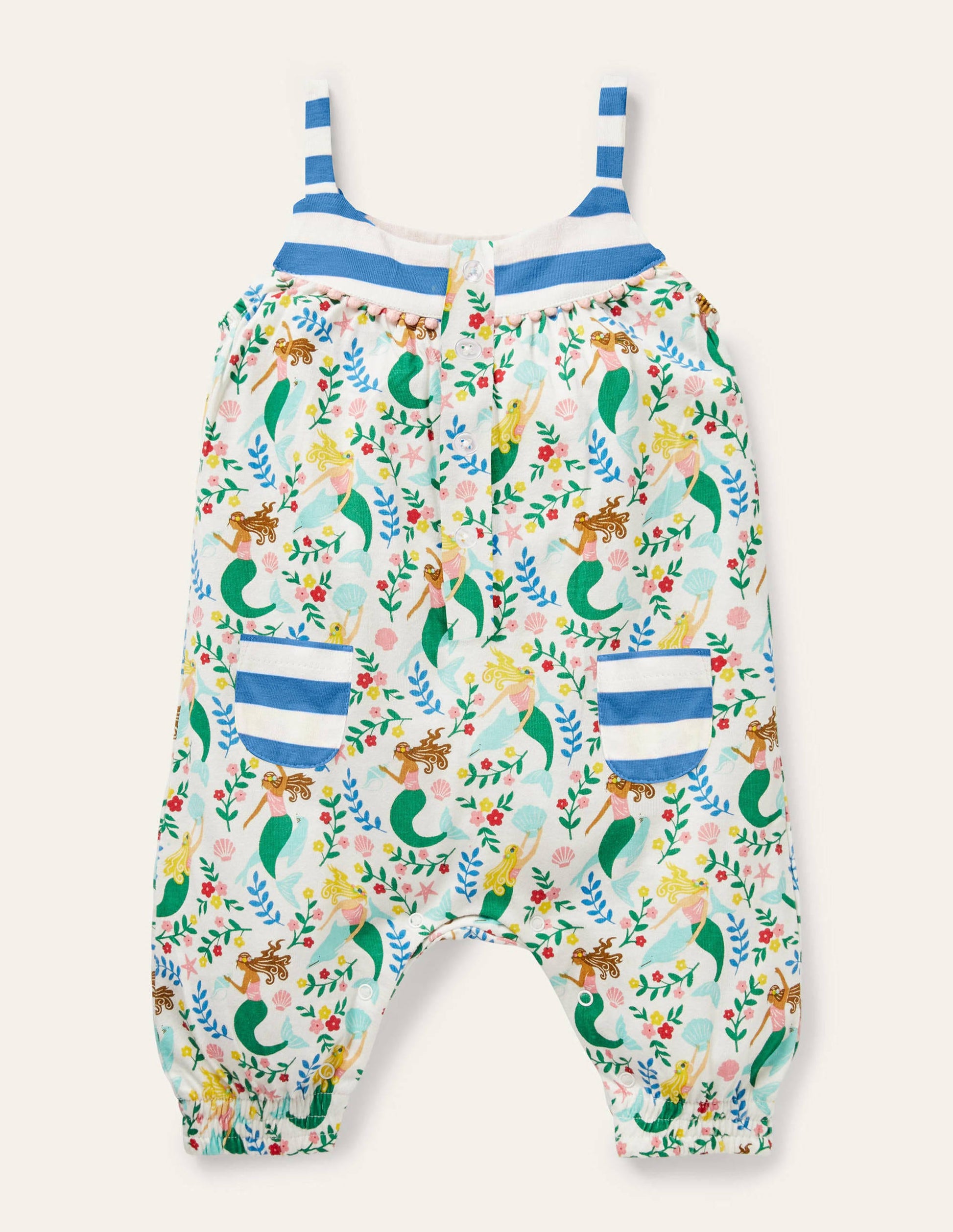 Jersey Hotchpotch Romper-Ivory Mermaid Garden-1