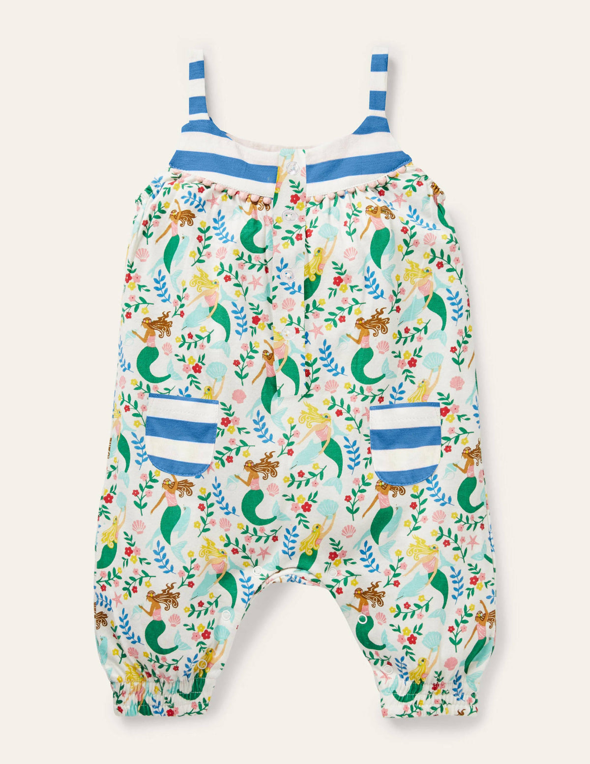 Jersey Hotchpotch Romper-Ivory Mermaid Garden - Image 1