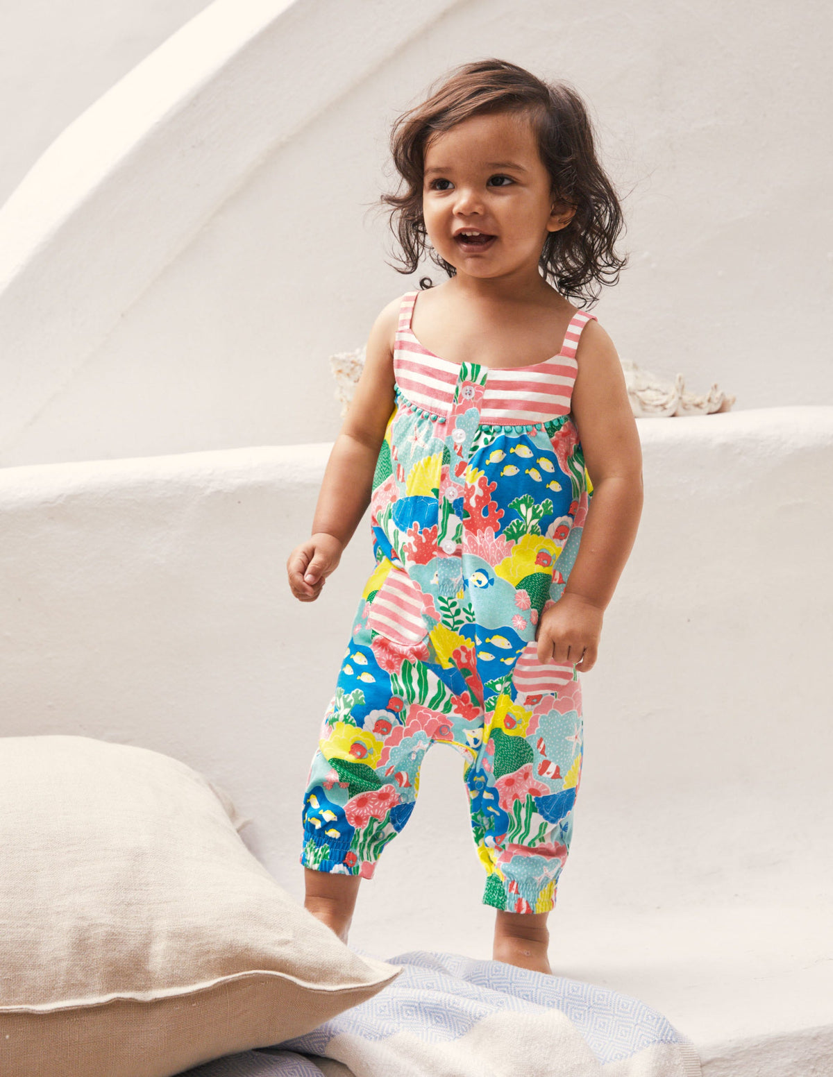 Jersey Hotchpotch Romper-Multi Coral Reef-4