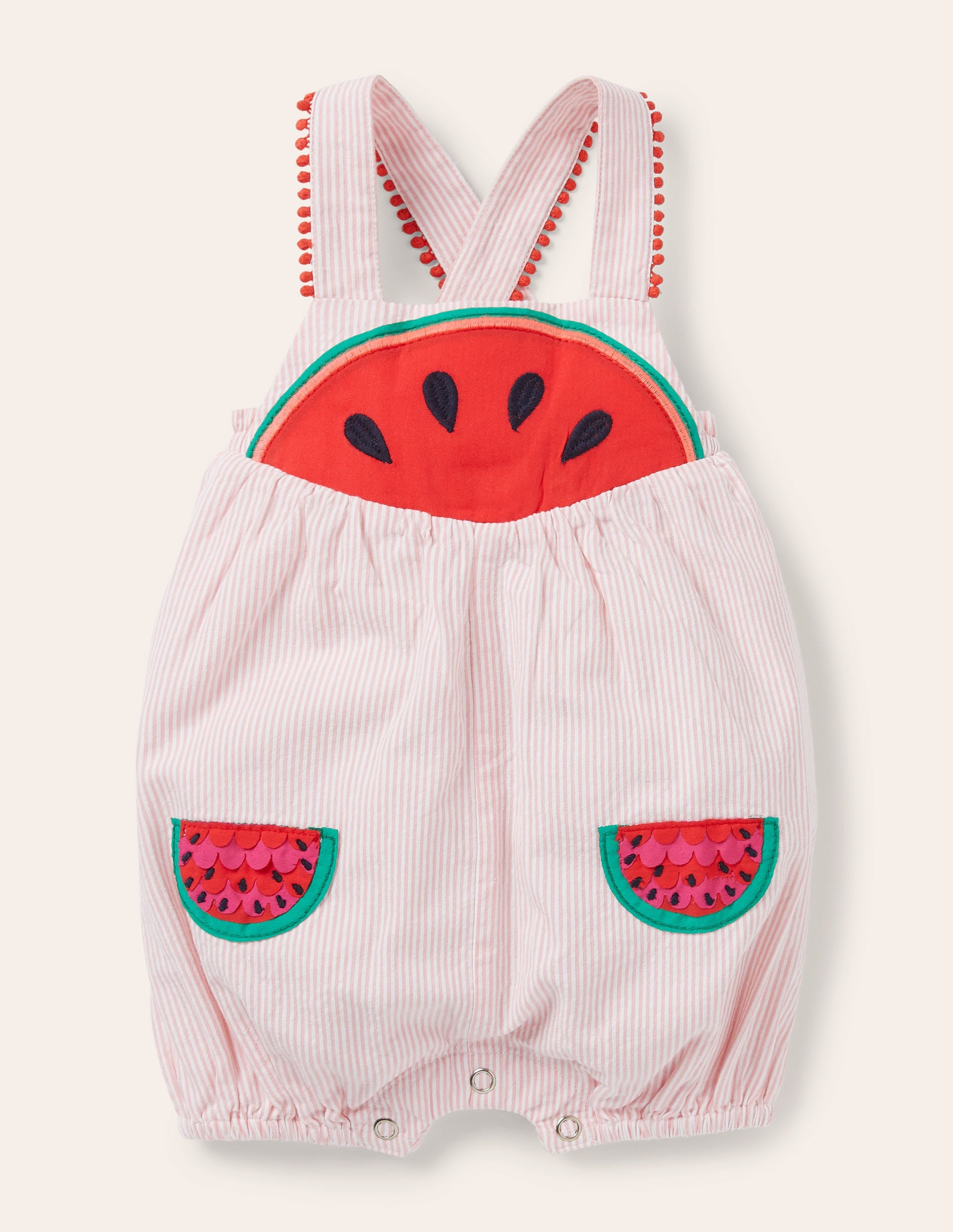 Fun Ticking Romper-Pink Lemonade Watermelons - Image 1