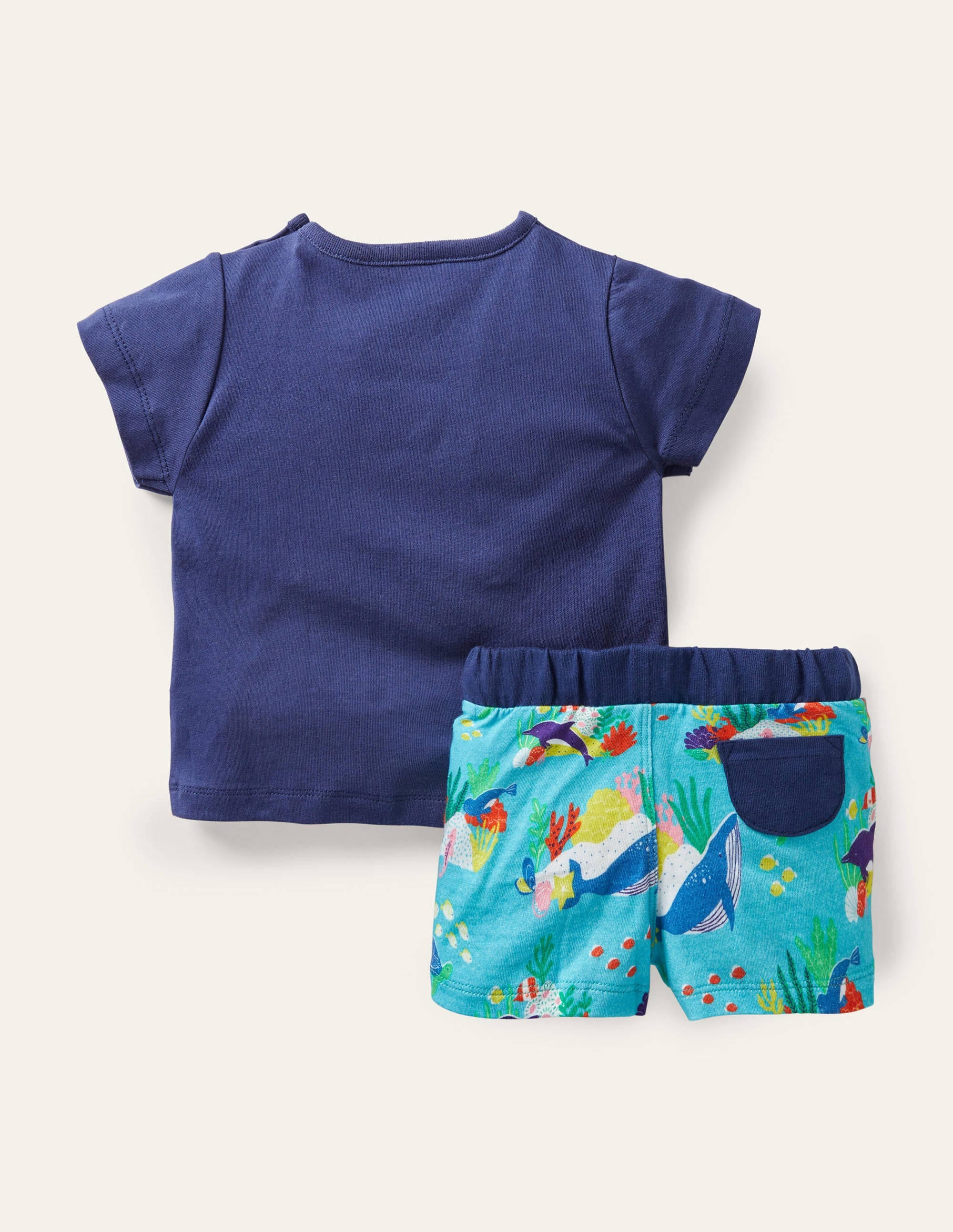 Vacation Appliqué Short Set-Aqua Blue Under the Sea - Image 2