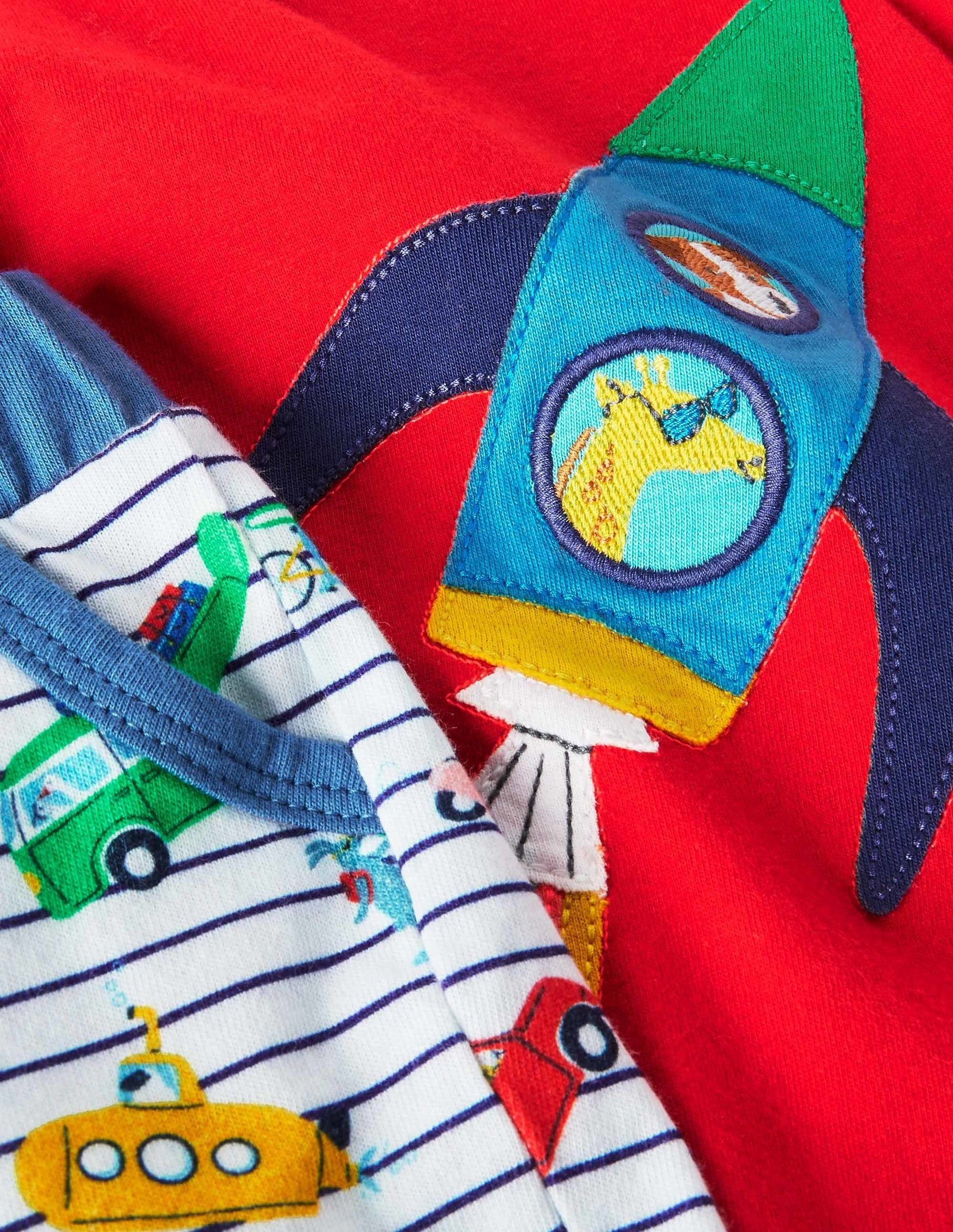 Vacation Appliqué Short Set-Ivory/Blue Animal Adventures-3