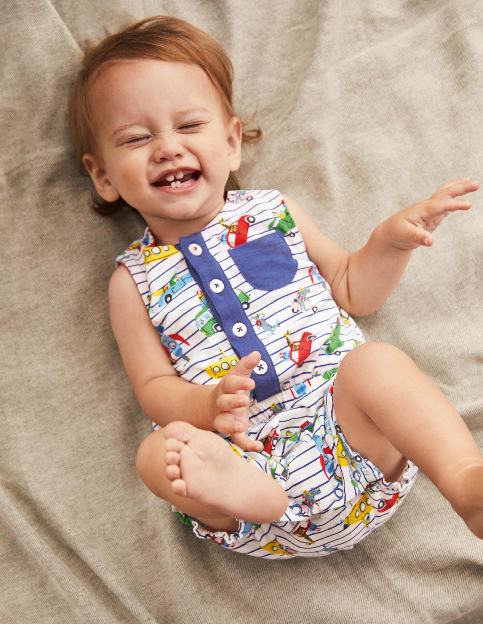 Animal Adventures Romper-Ivory/Blue Animal Adventures-4