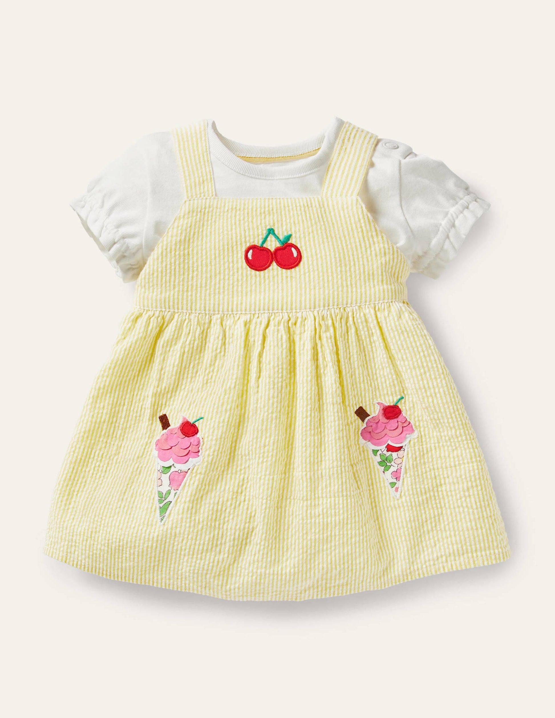 Ice Cream Pinnie Set-Ivory/Yellow Ice-Cream-1