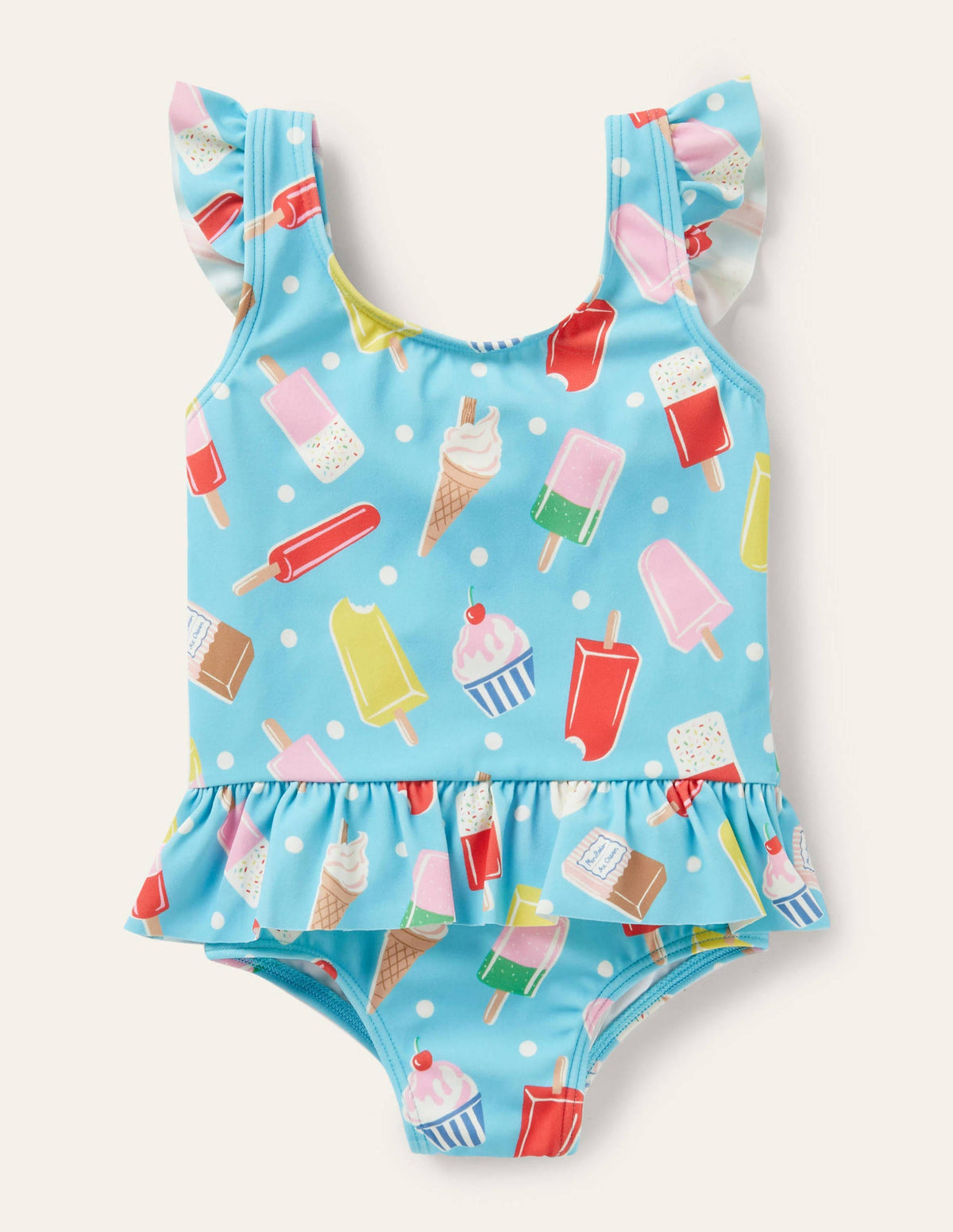 Fun Frill Sleeve Swimsuit-Multi Ice Creams-1