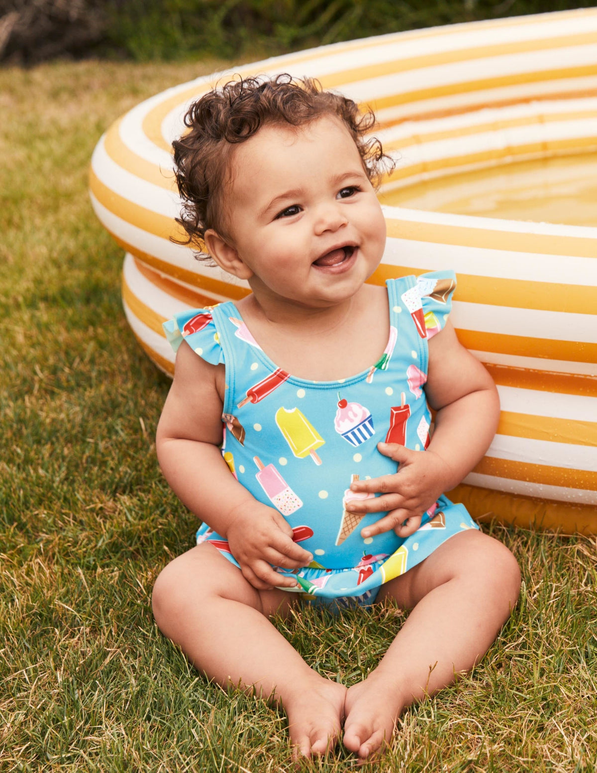 Fun Frill Sleeve Swimsuit-Multi Ice Creams - Image 5