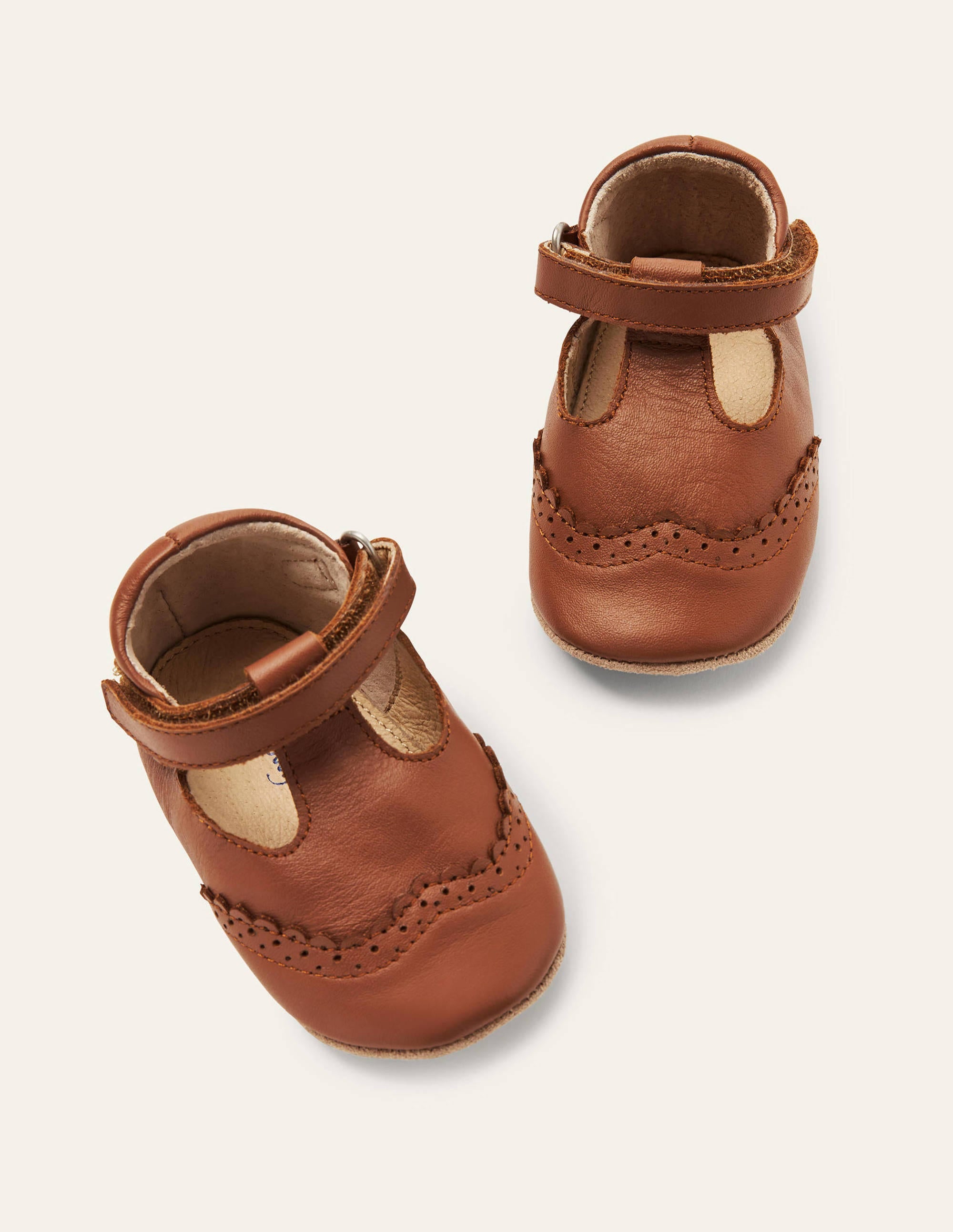 Leather Baby Shoes-Tan - Image 1