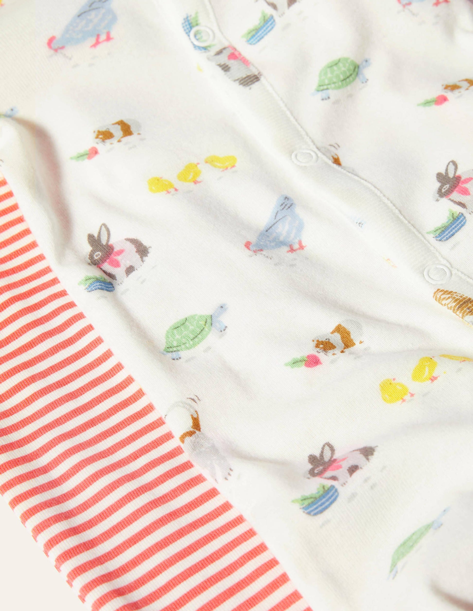 Organic Twin Pack Sleepsuit-Ivory Pet Friends-3