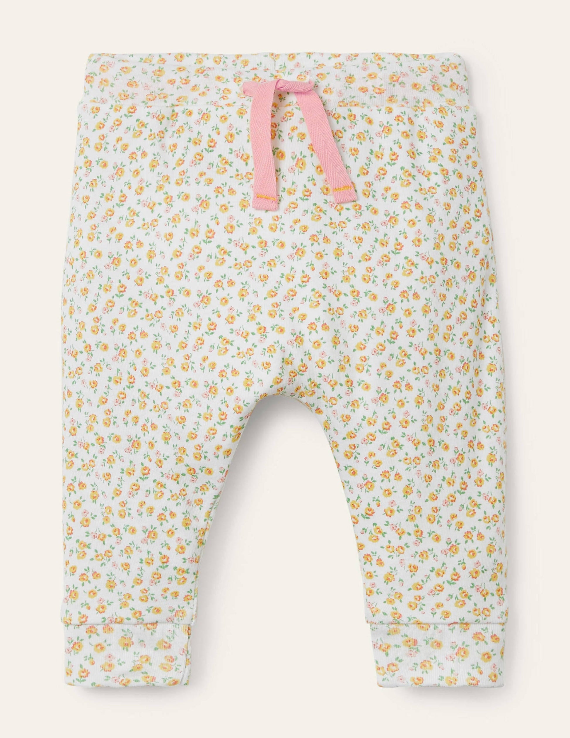 Organic Newborn Leggings-Sweetcorn Yellow Floral-1