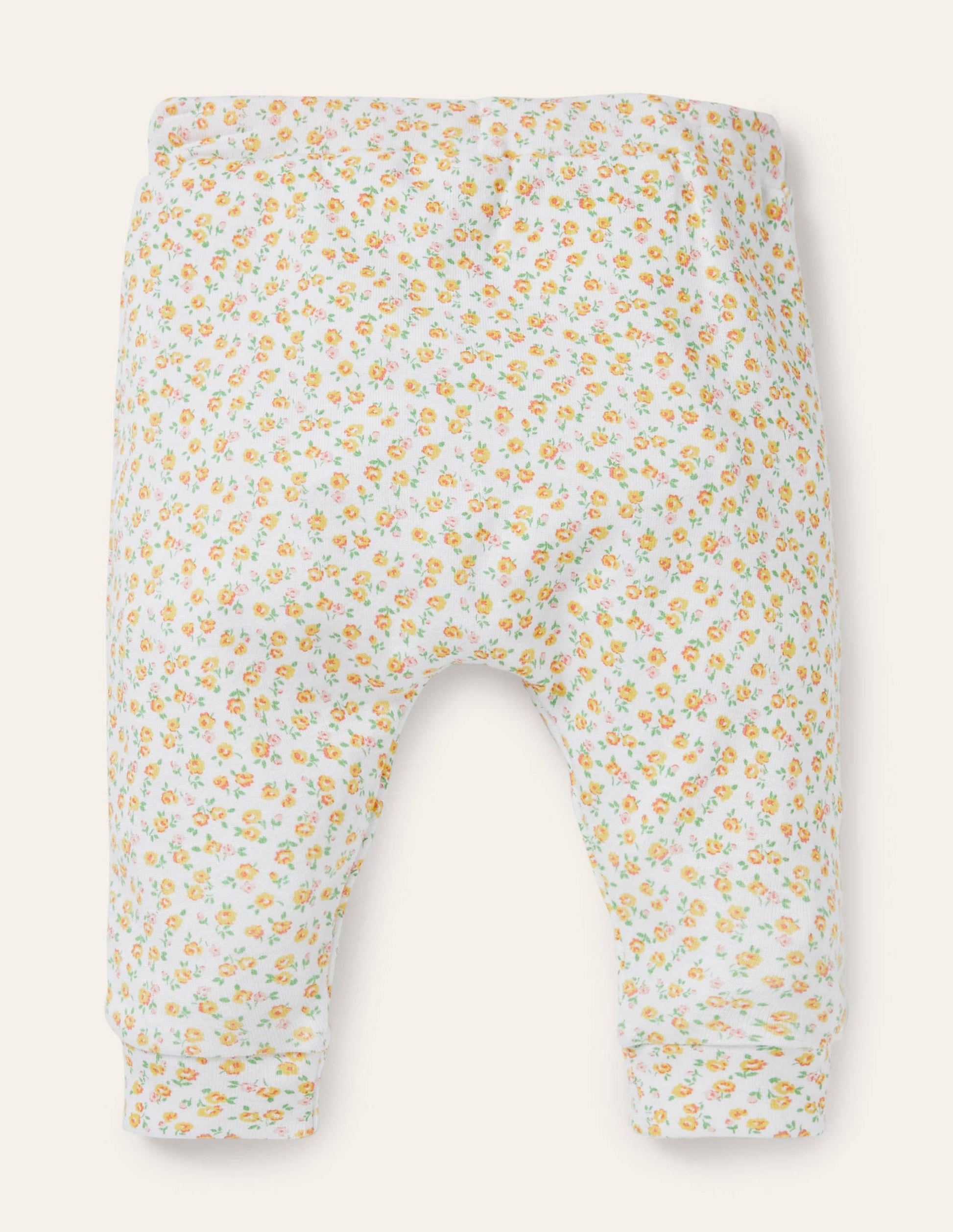Organic Newborn Leggings-Sweetcorn Yellow Floral-2