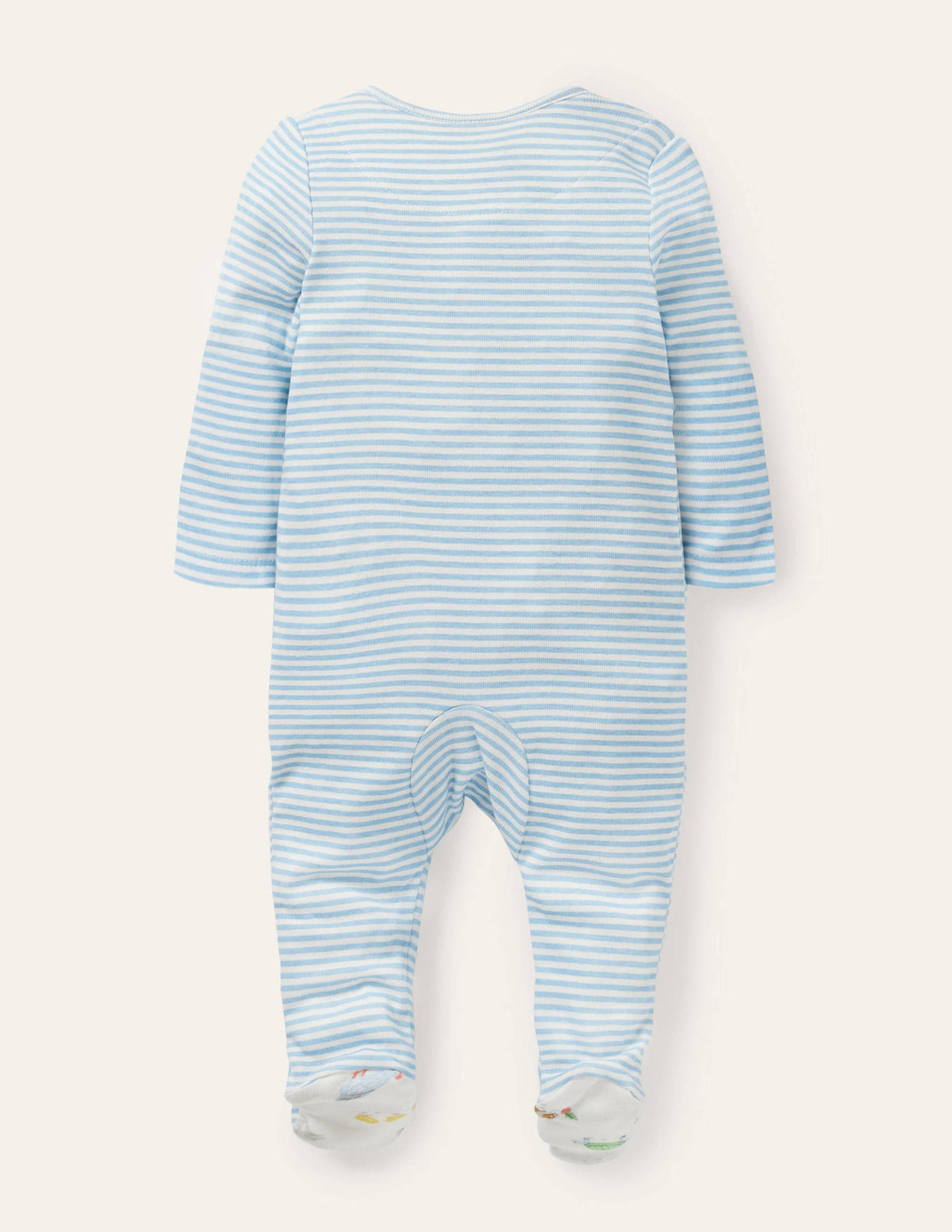 Organic Zip-up Sleepsuit-Frosted Blue/Ivory - Image 2