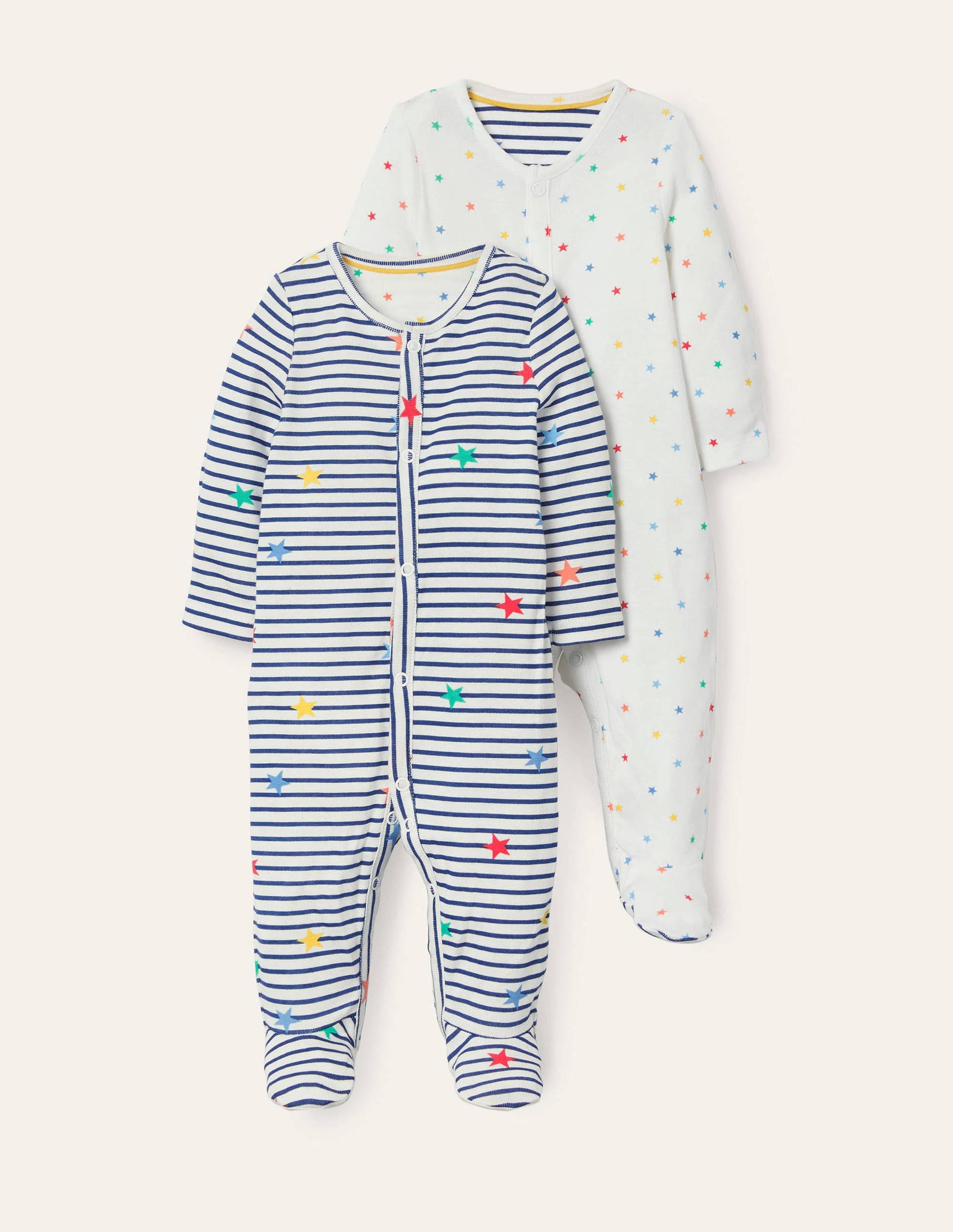 Organic 2 Pack Sleepsuit-Multi Stars-1