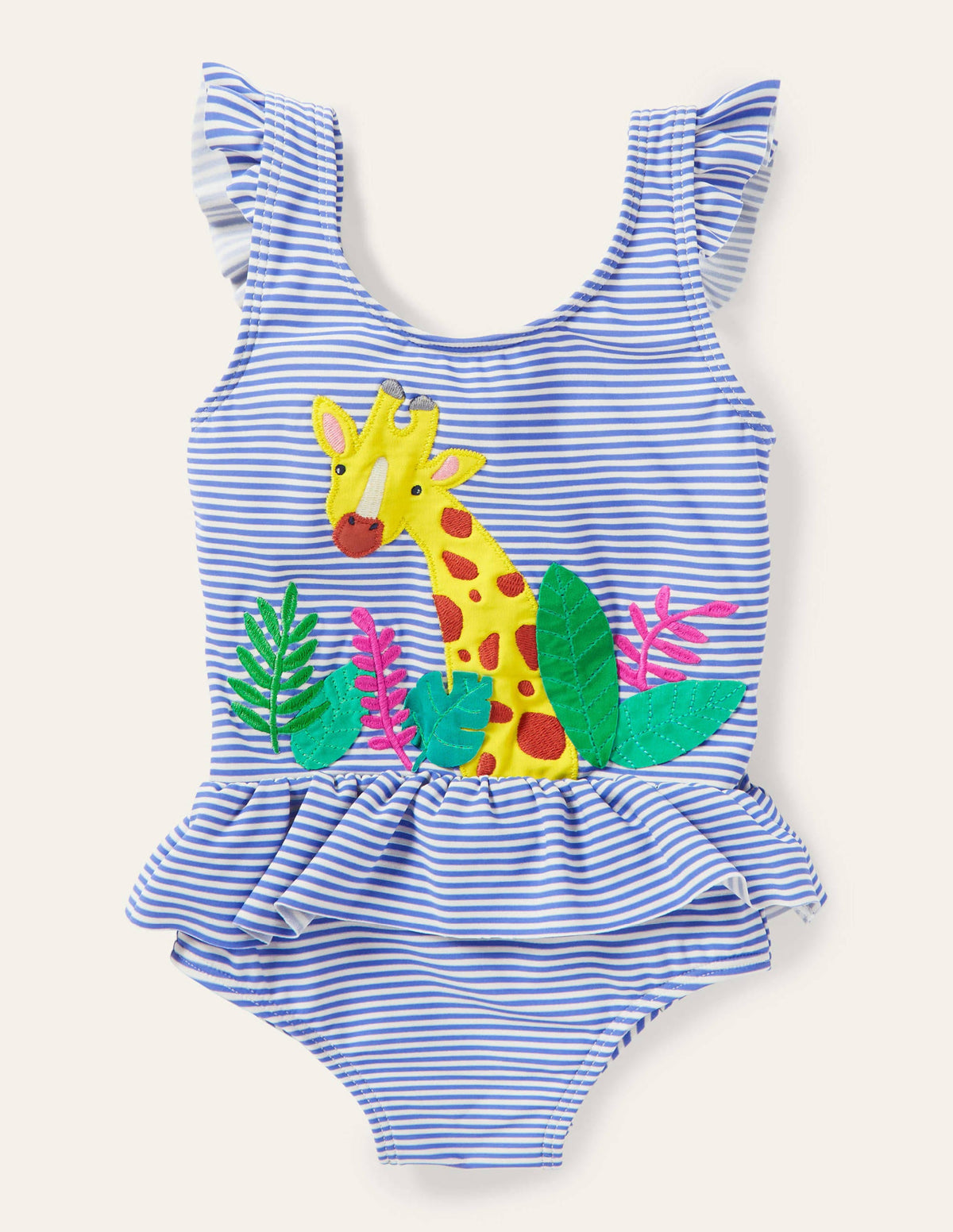 Frill Waist Swimsuit-Gulf Blue/Ivory Giraffe - Image 1