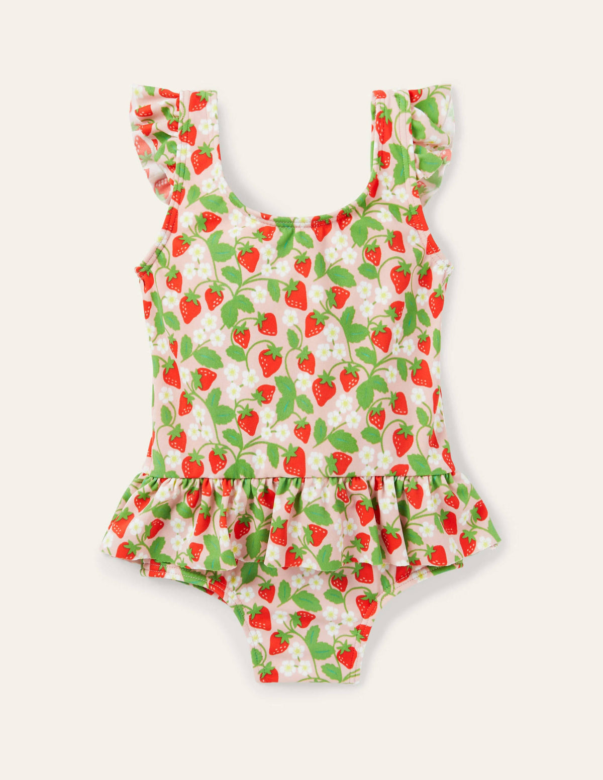 Frill Waist Swimsuit-Boto Pink Ditsy Strawberry - Image 1