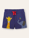 Essential Jersey Shorts-Starboard Blue Jungle Animals