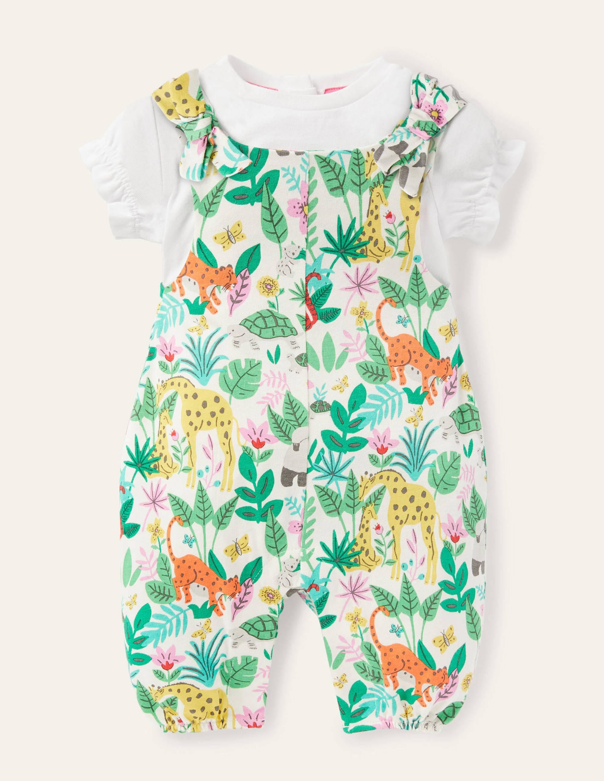 Bow Detail Romper Set-Multi Jungle - Image 1