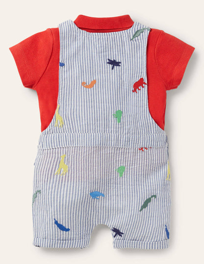 Short Overalls Set-Animal Kingdom Embroidery-2