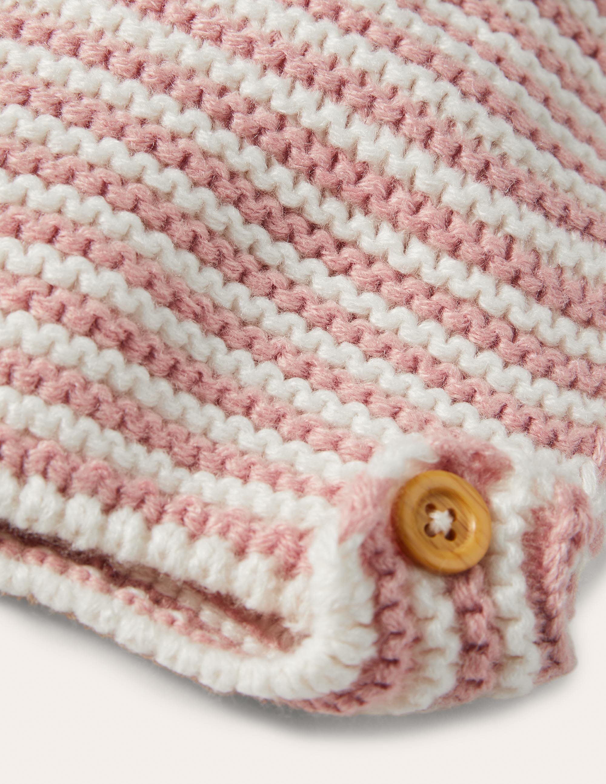 Knitted Bonnet-Vintage Pink/Ivory - Image 2