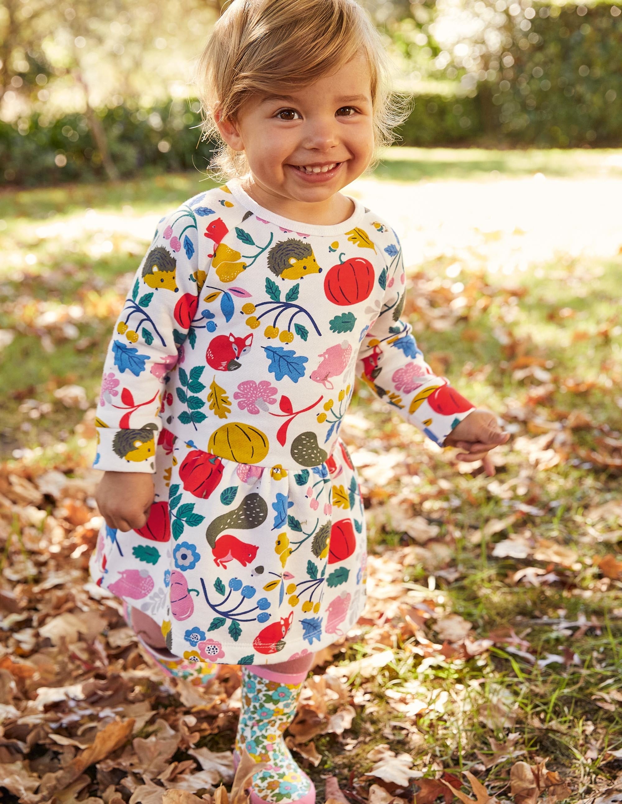 Cosy Sweatshirt Dress-Ivory Forest Friends - Image 4