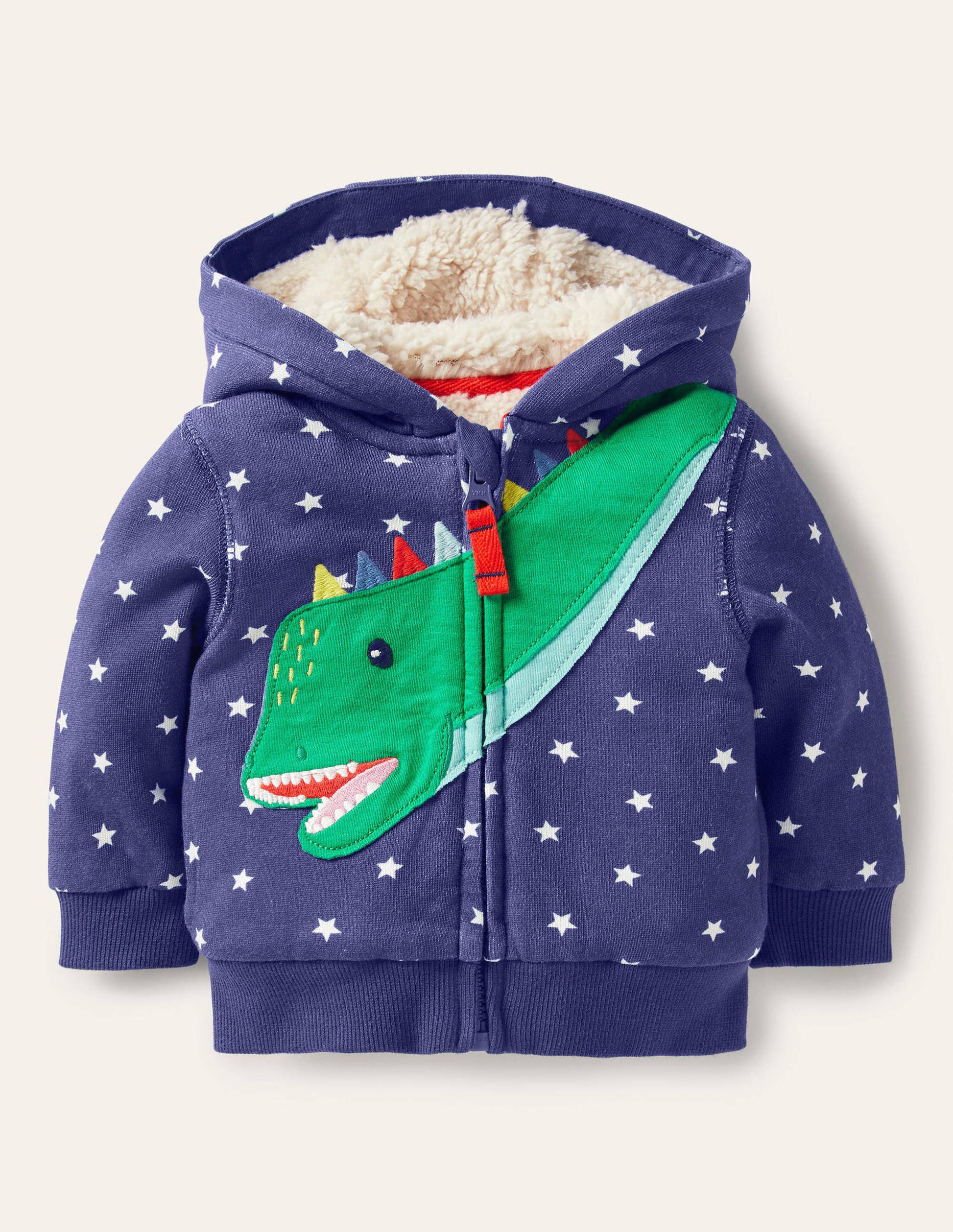 Shaggy-lined Hoodie-Starboard Blue Dino-1