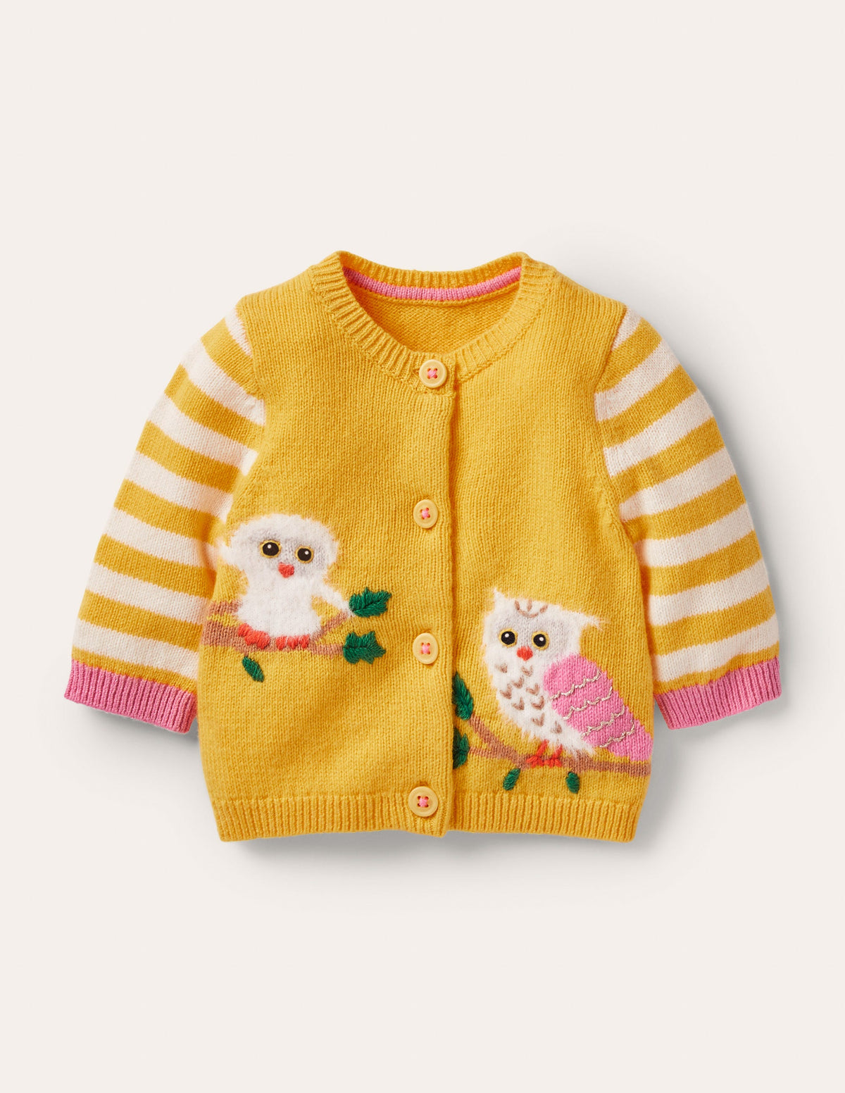 Animal Logo Cardigan-Honeycomb Yellow Owls - Image 1