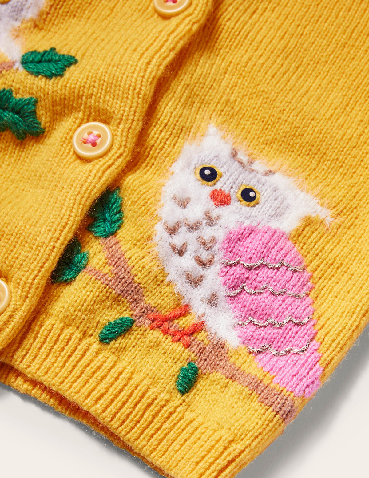 Animal Logo Cardigan-Honeycomb Yellow Owls - Image 3