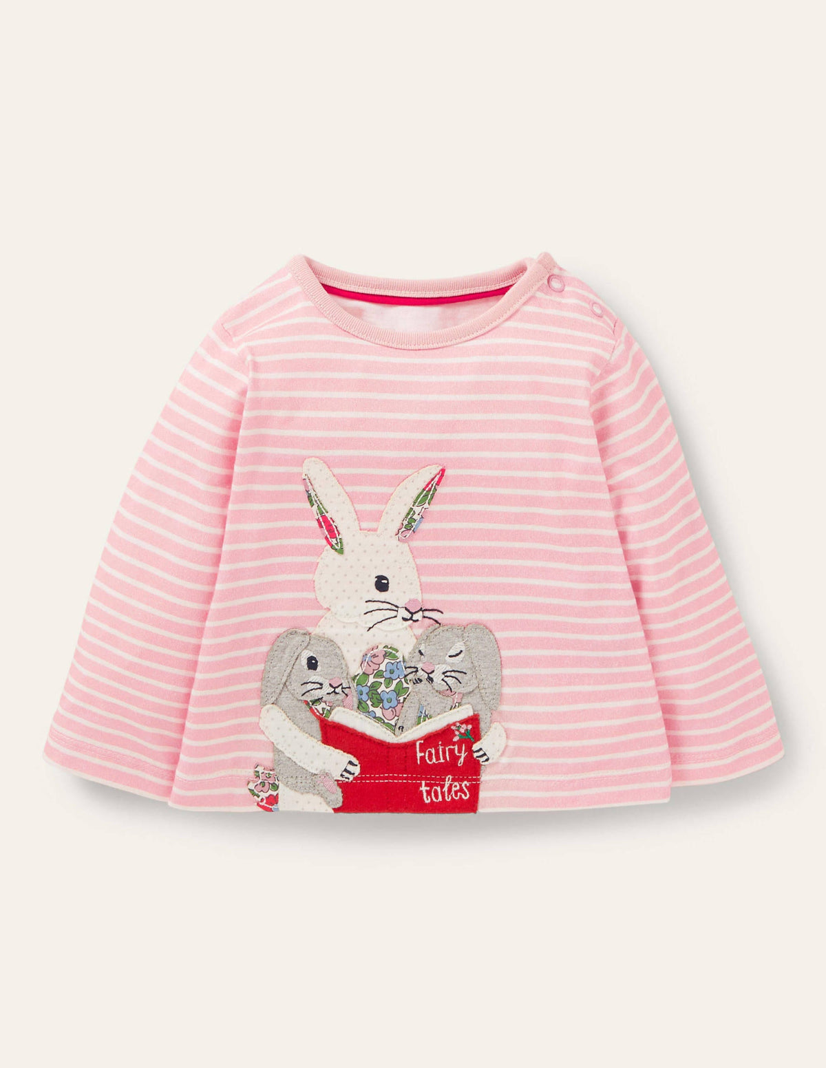 Appliqué T-shirt-Boto Pink/Ivory Bunnies-1