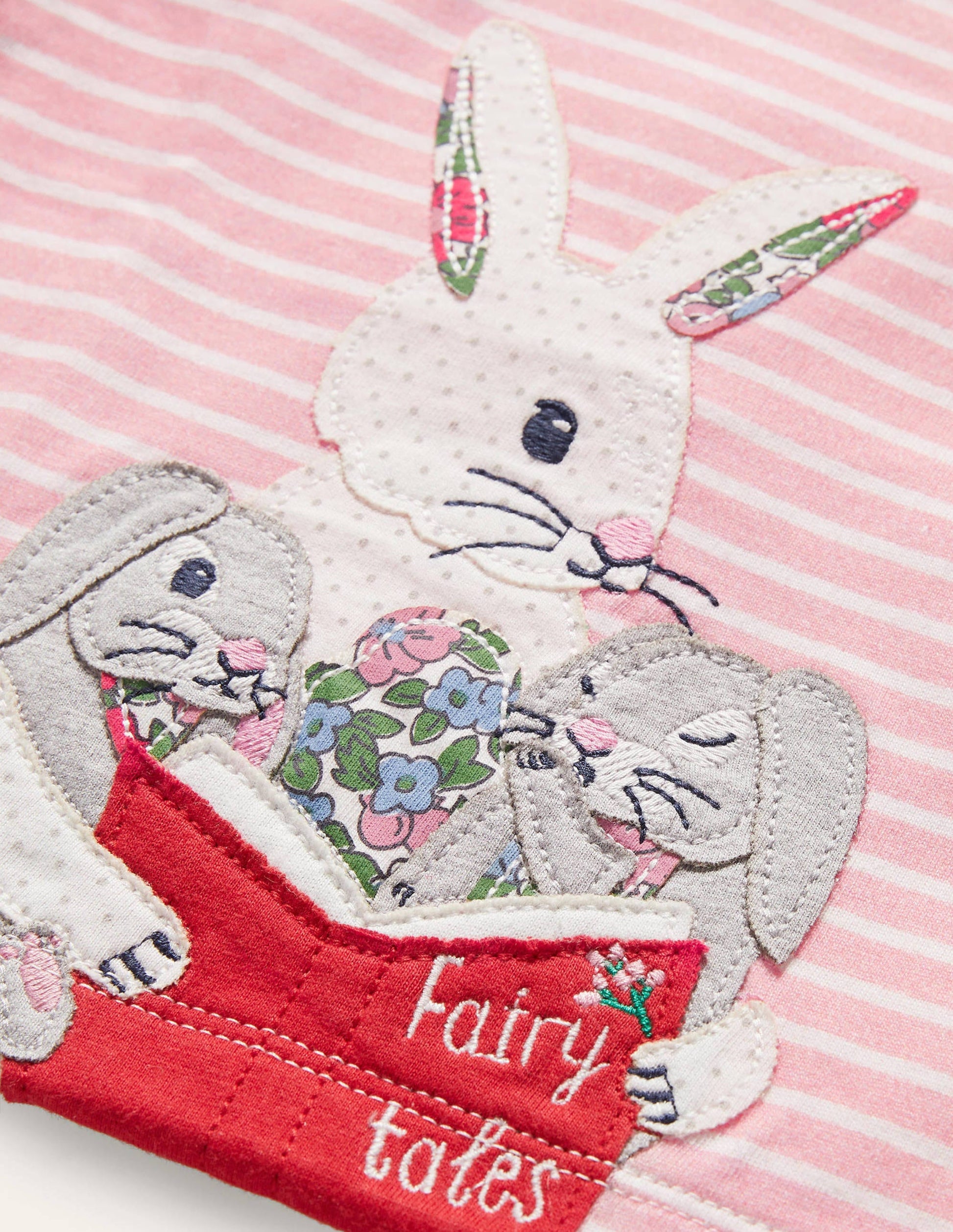 Appliqué T-shirt-Boto Pink/Ivory Bunnies-3