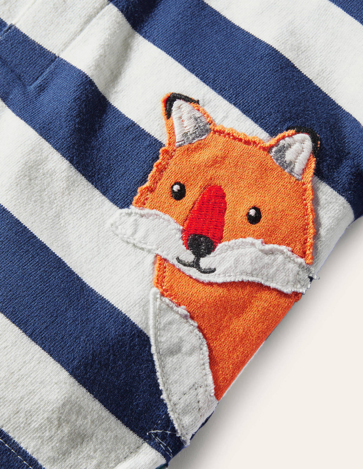 Peeking-in Fox Rugby T-Shirt-Ivory/Starboard Blue Foxes - Image 3