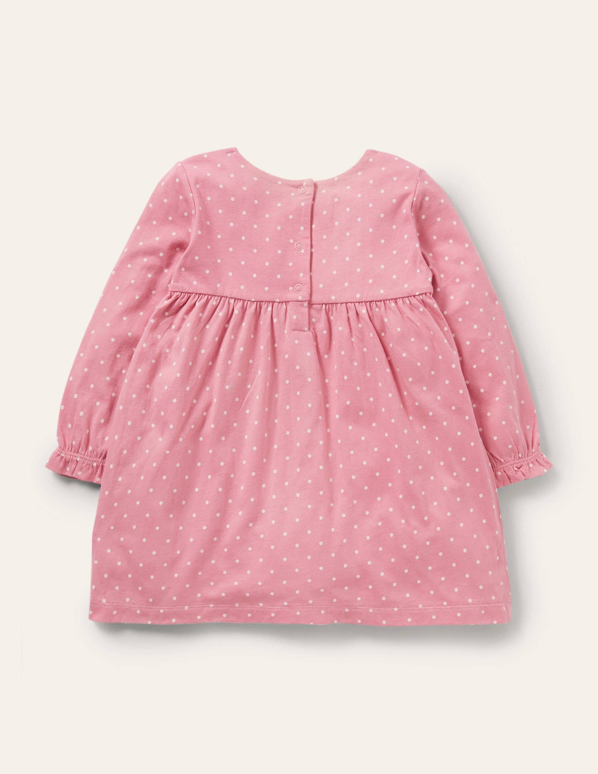 Spotty Appliqué Jersey Dress-Formica Pink Owls - Image 2