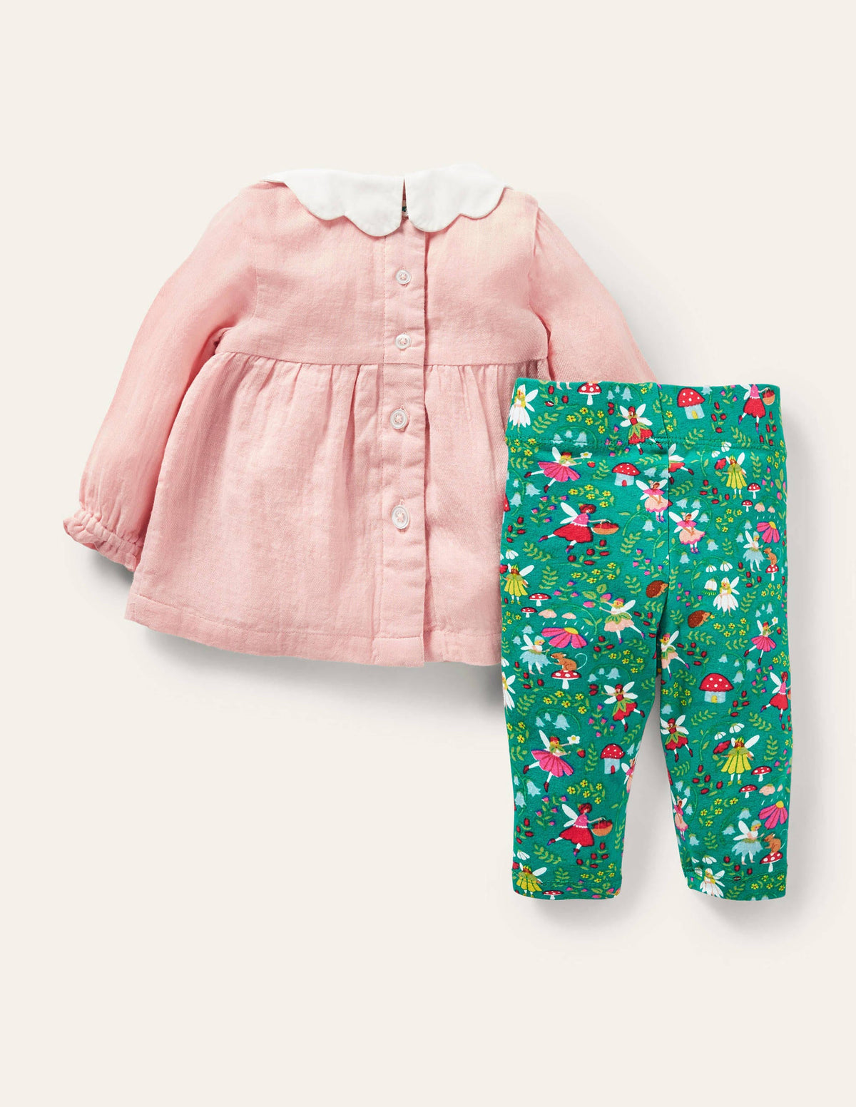 Woven Top & Leggings Set-Sardinia Green Fairy Garden-2