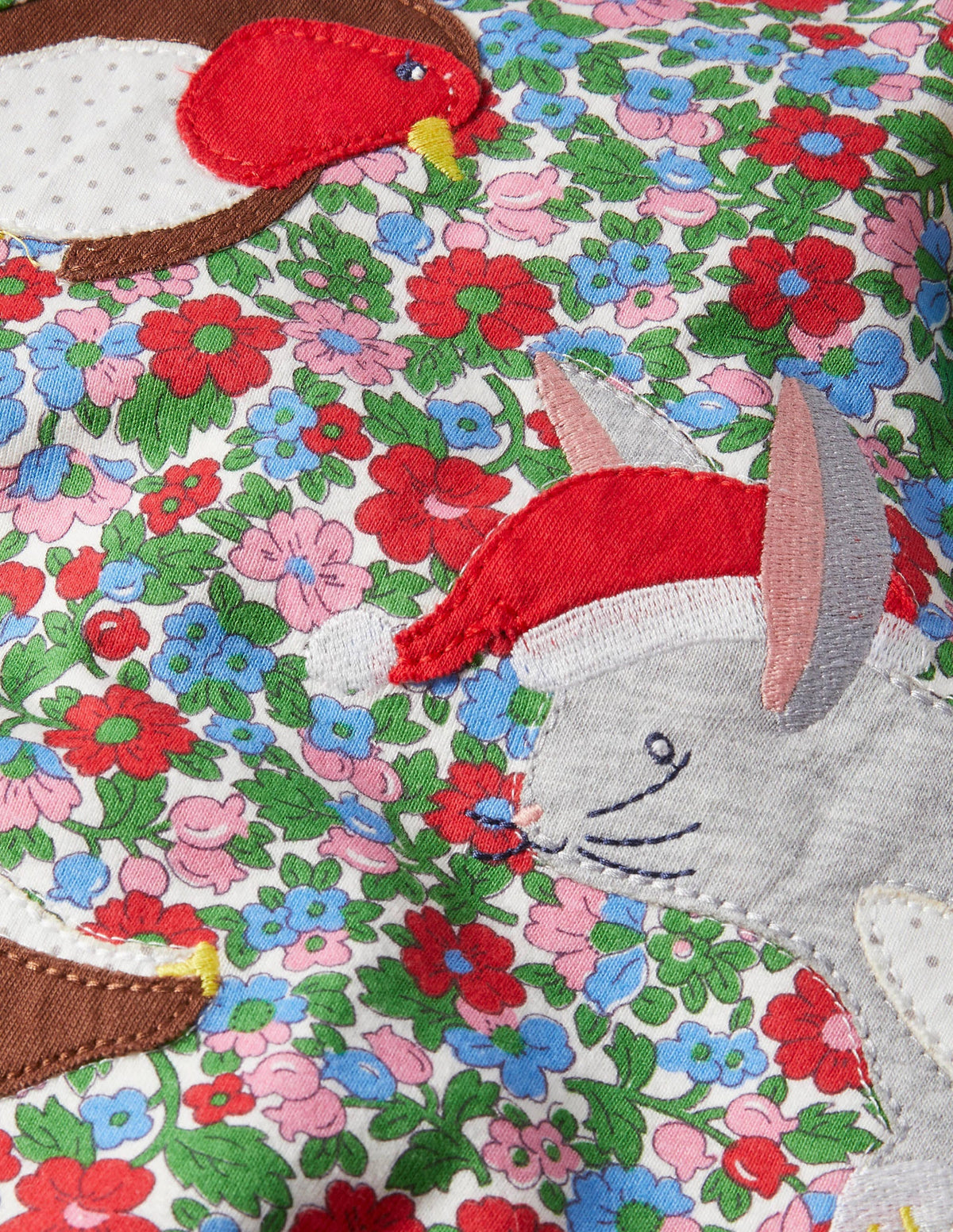 Novelty Christmas Romper-Ivory Vintage Bloom Animals - Image 3