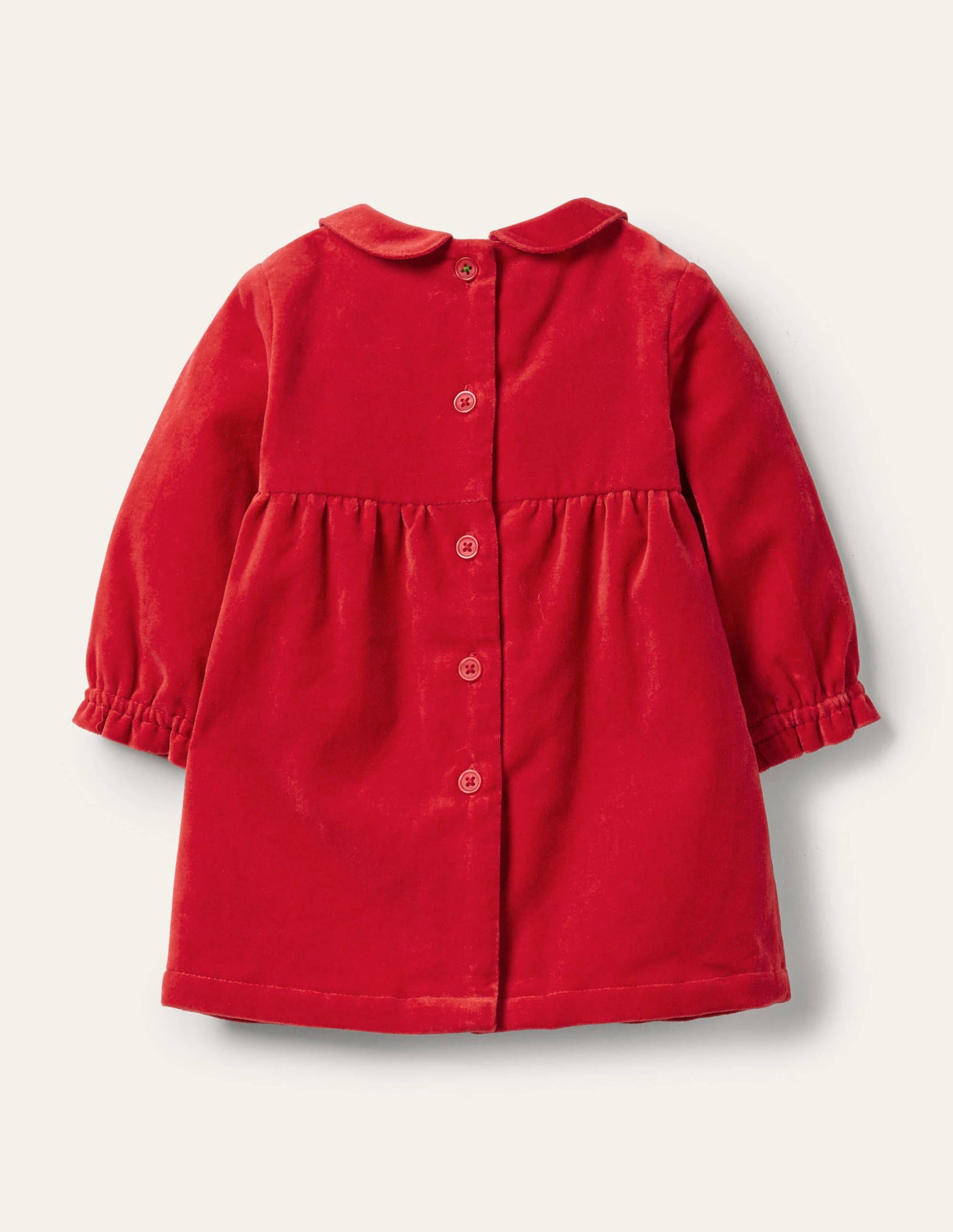 Velvet Smocked Dress-Rockabilly Red-2