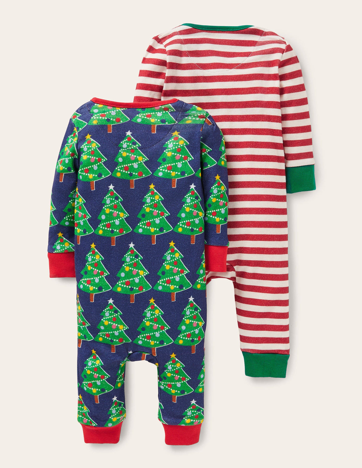 Twin Pack Zip Sleepsuit-Starboard Blue Christmas Trees-2