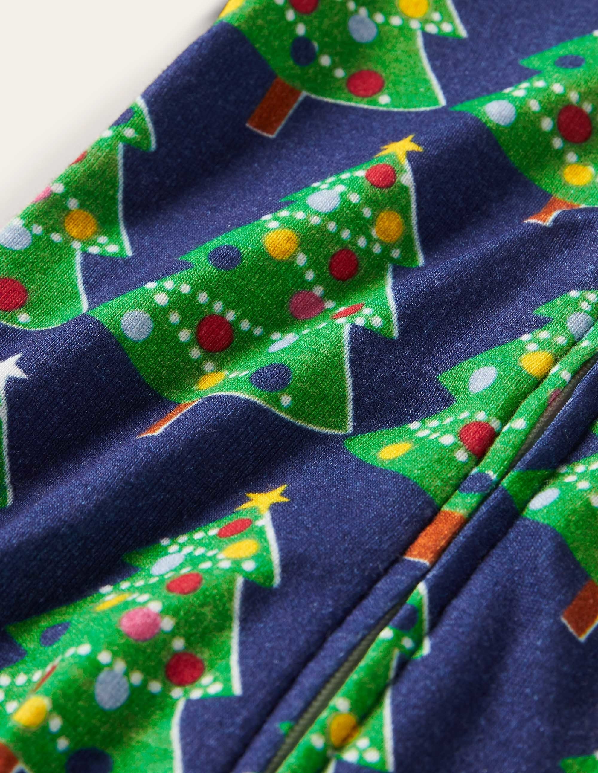 Twin Pack Zip Sleepsuit-Starboard Blue Christmas Trees - Image 3