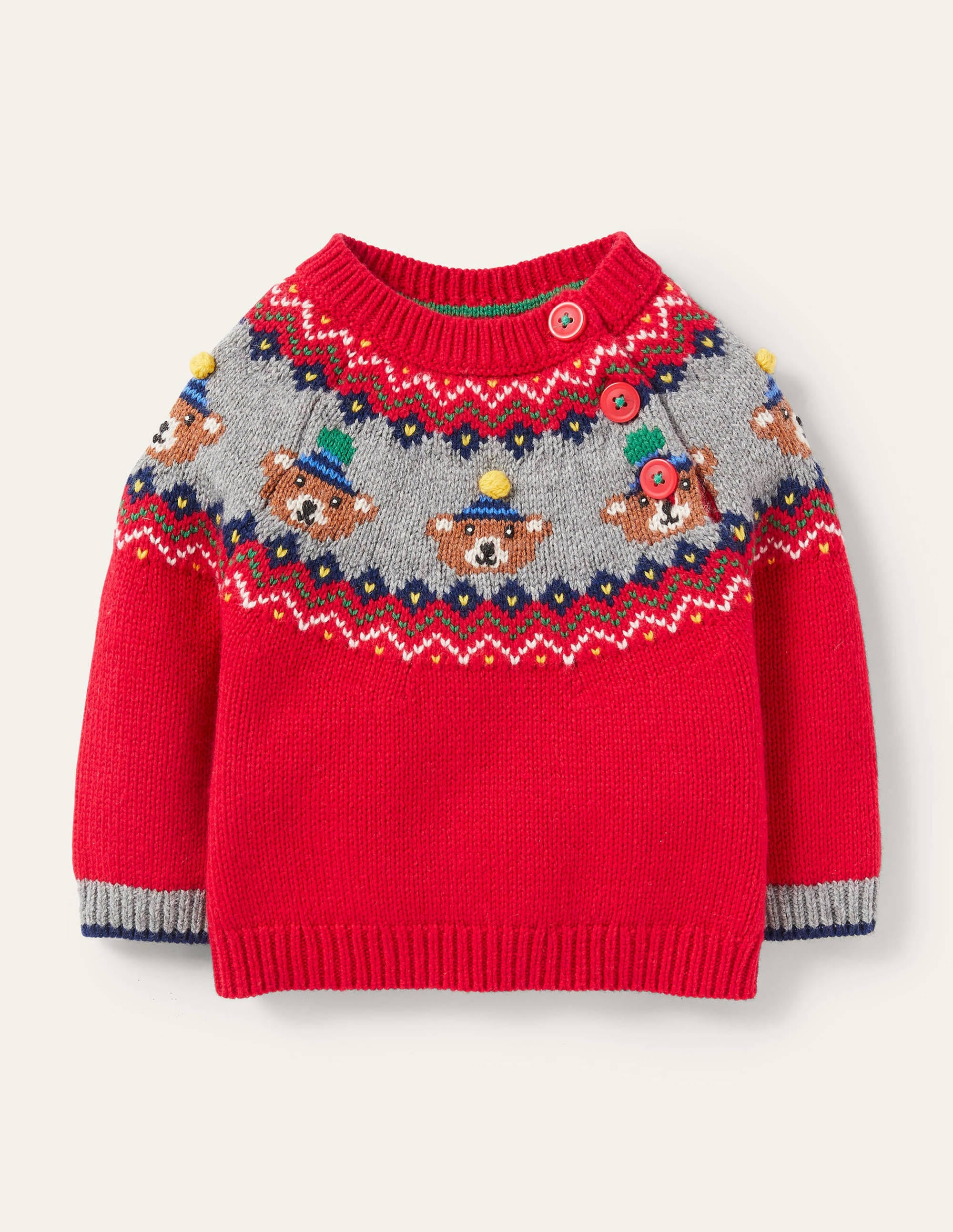 Fair Isle Sweater-Rockabilly Red Bears - Image 1