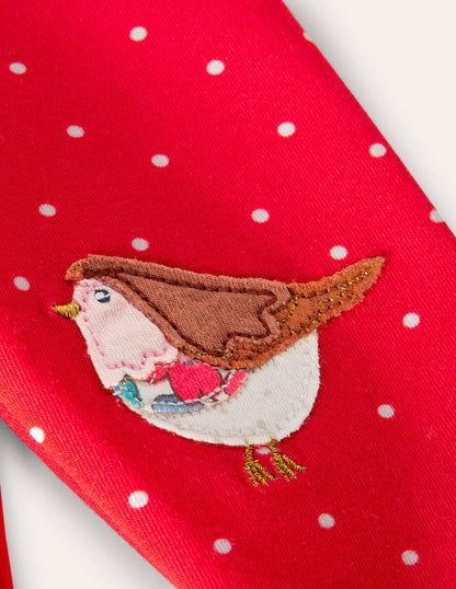 Festive Appliqué Leggings-Rockabilly Red Spot Robins-3