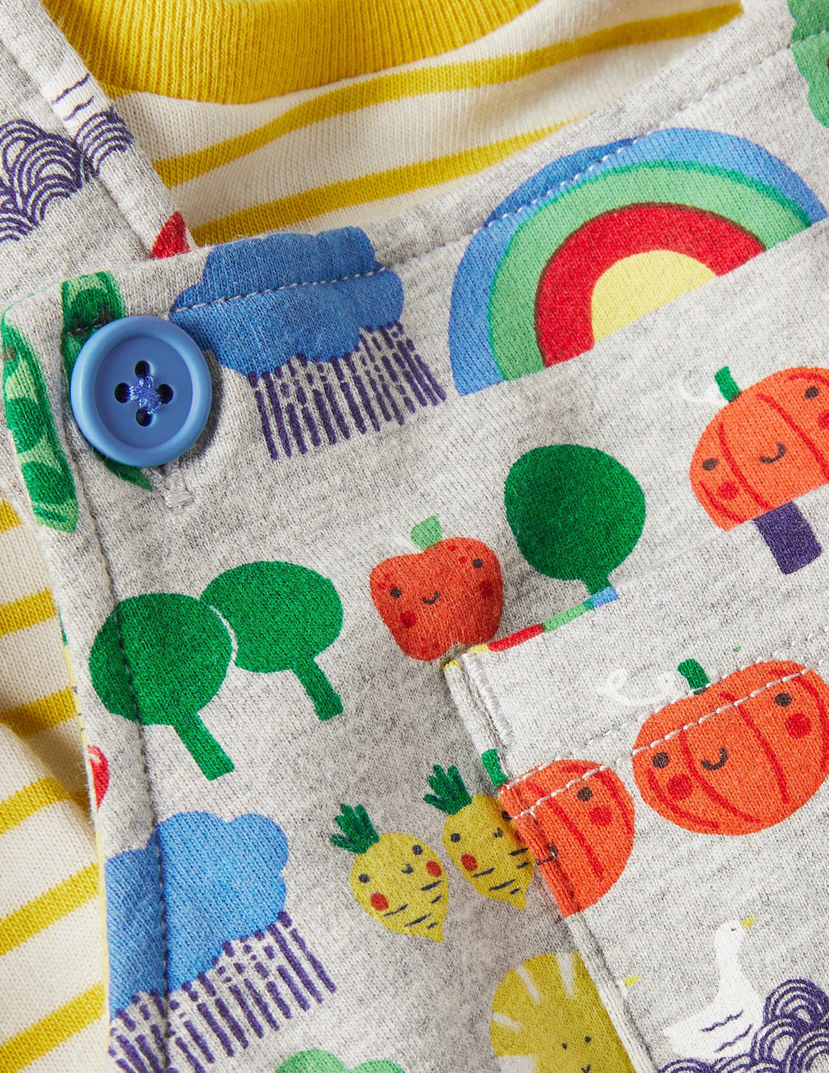 Printed Jersey Overalls Set-Grey Marl Garden Gang - Image 3