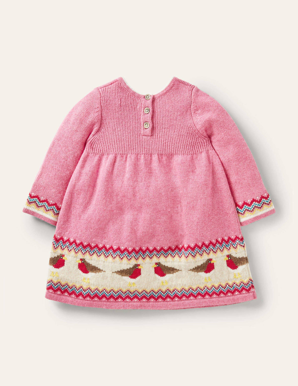 Fair Isle Knitted Dress-Formica Pink Robins - Image 2