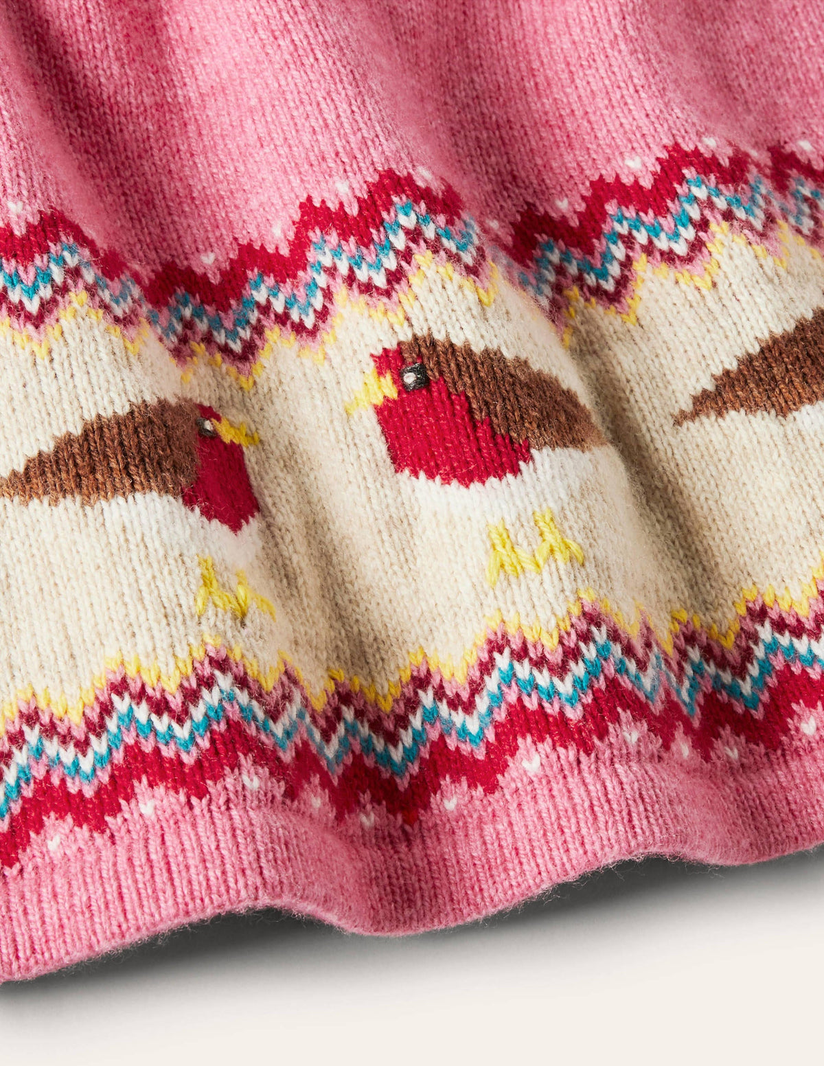 Fair Isle Knitted Dress-Formica Pink Robins-3