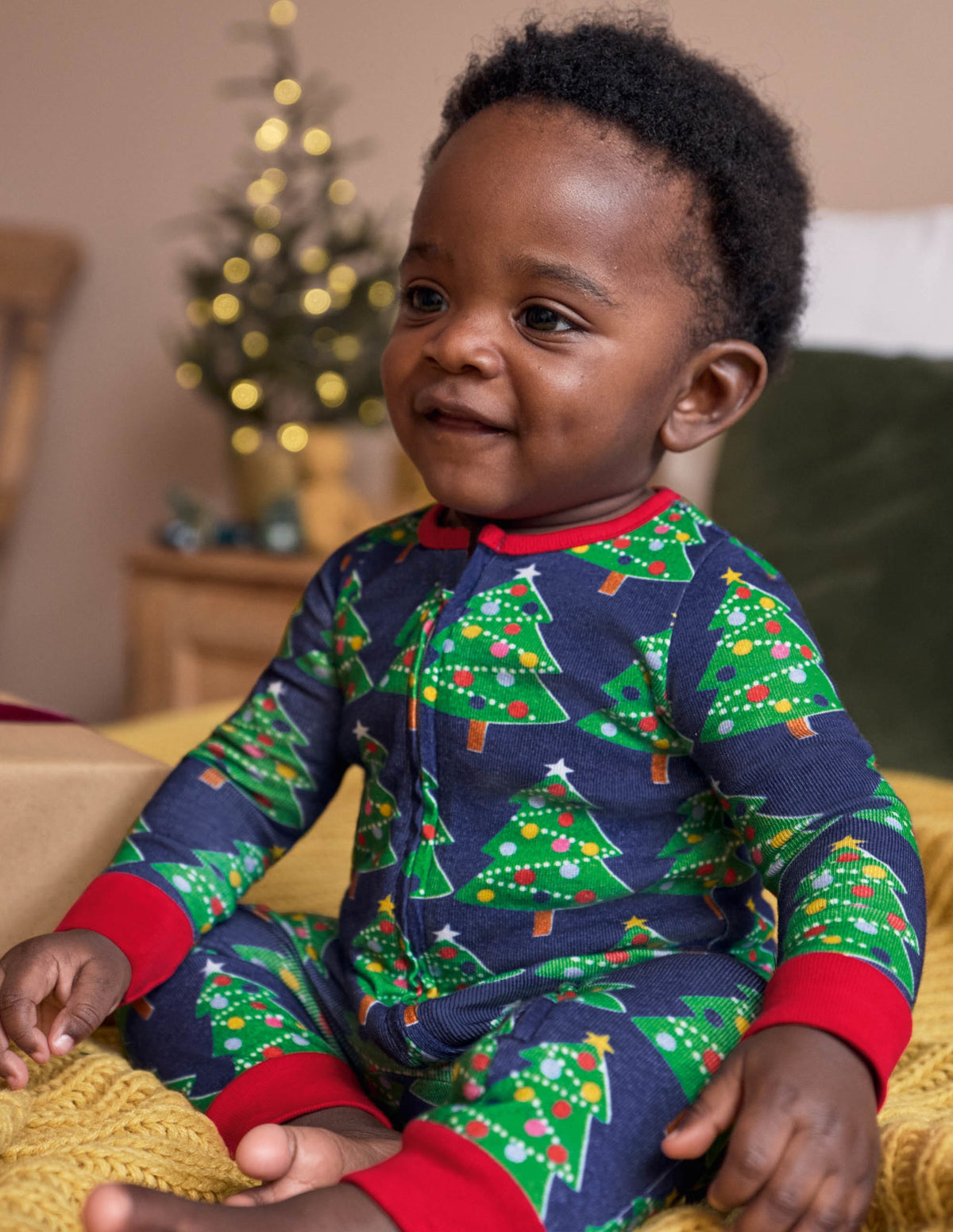 Twin Pack Zip Sleepsuit-Starboard Blue Christmas Trees-4