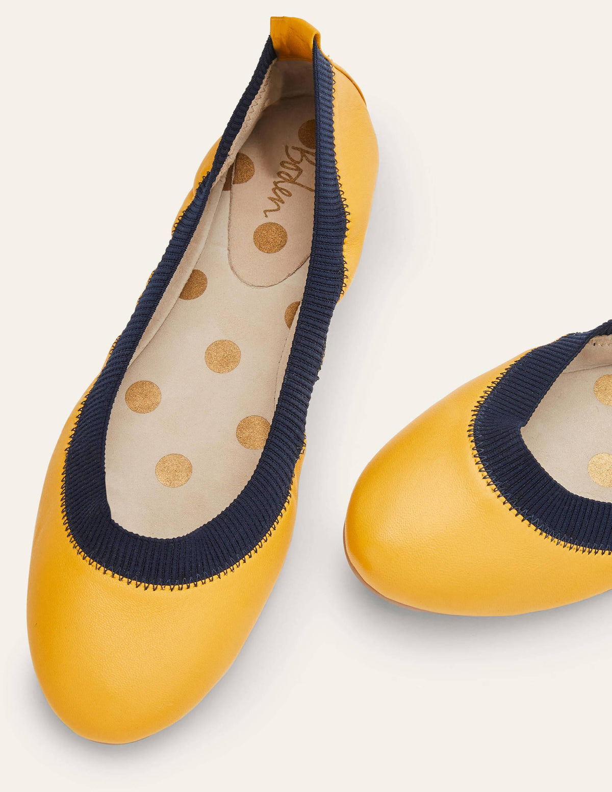 Hettie Flexi Ballerinas-Honey Gold/Navy - Image 1