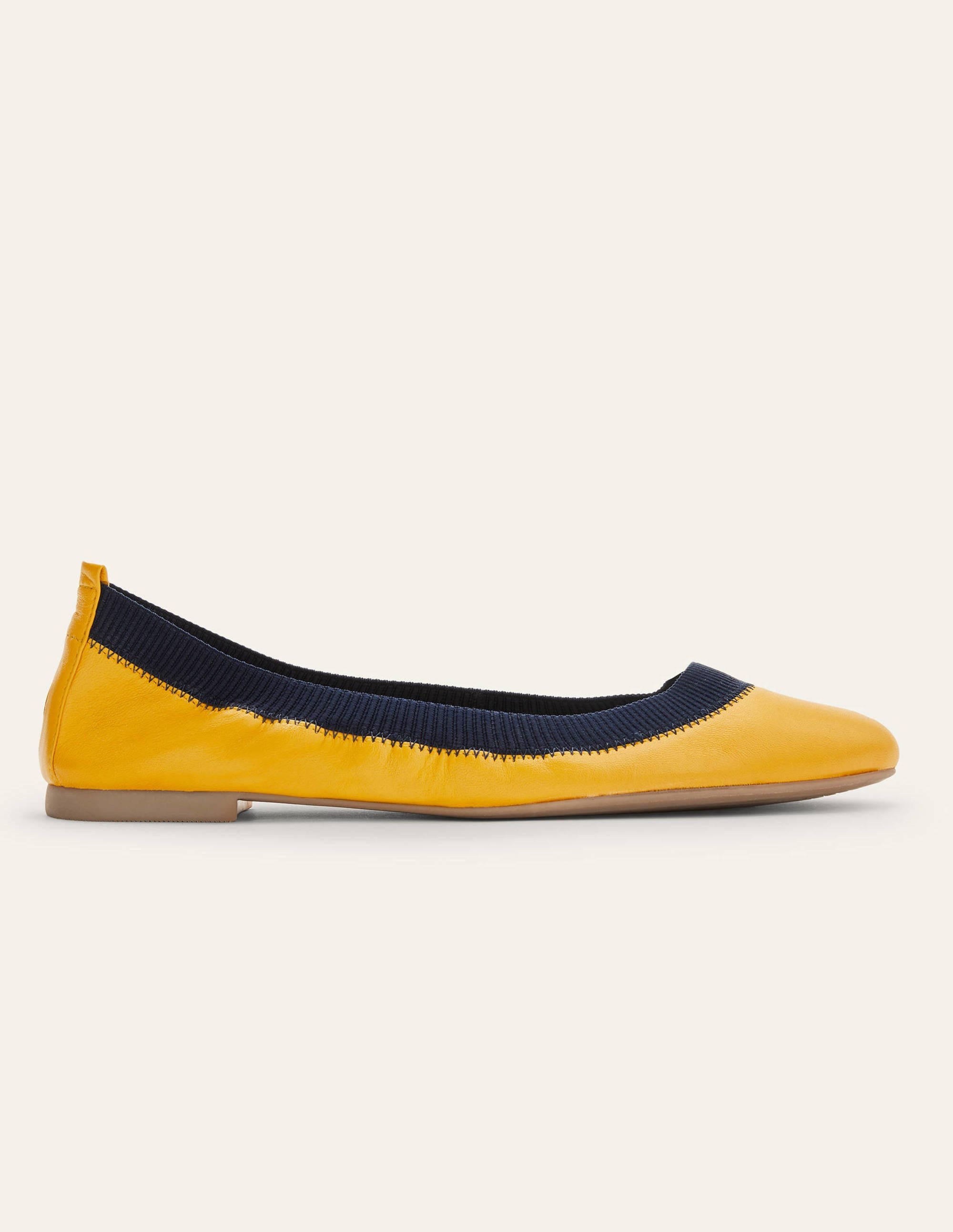 Hettie Flexi Ballerinas-Honey Gold/Navy - Image 2