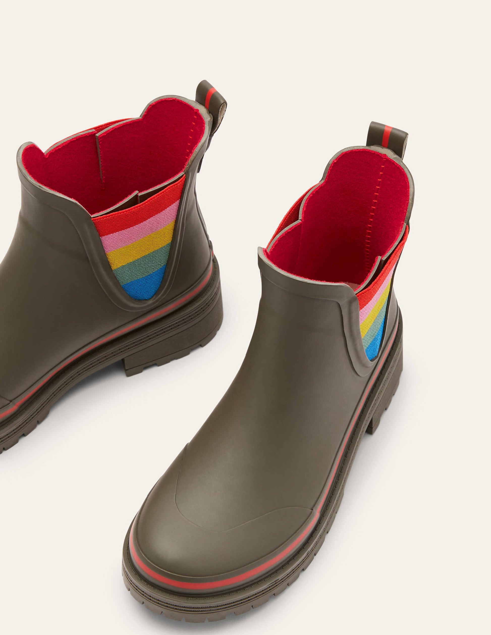 Bamburgh Wellington Boots-Classic Khaki/Cherry Red-1